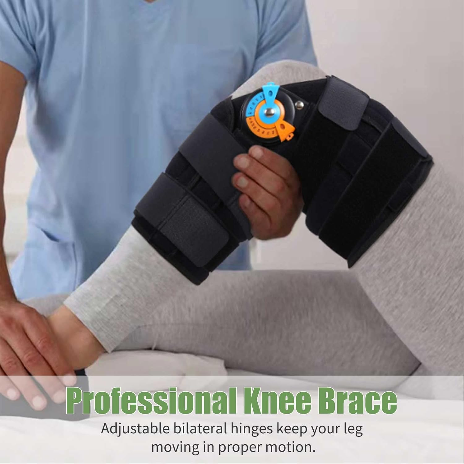 Hinged Knee Brace with Side Stabilizers ROM Knee Support Adjustable Knee Immobilizer for Knee Pain ACL MCL PCL Arthritis Meniscus Tear Post OP Recovery for Men and Women (L) image number 3