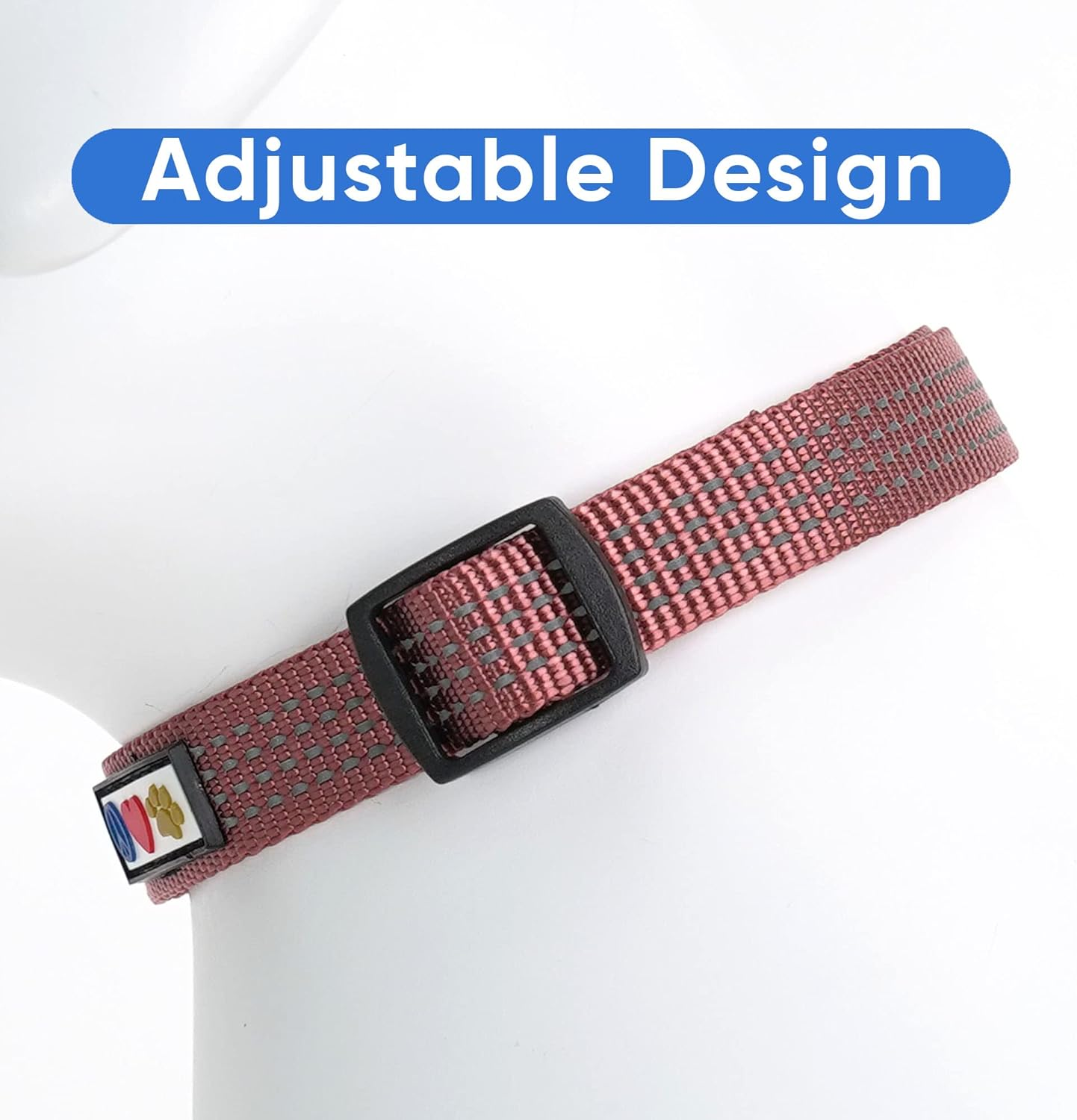 Pawtitas Extra Small XS Reflective Dog Collar - Black, Striped Nylon, Adjustable, Easy to Clean - Suitable for Small Dogs, Dog Training - Yorkie, Chihuahua, Maltese, Shih Tzu, Pomeranian image number 6