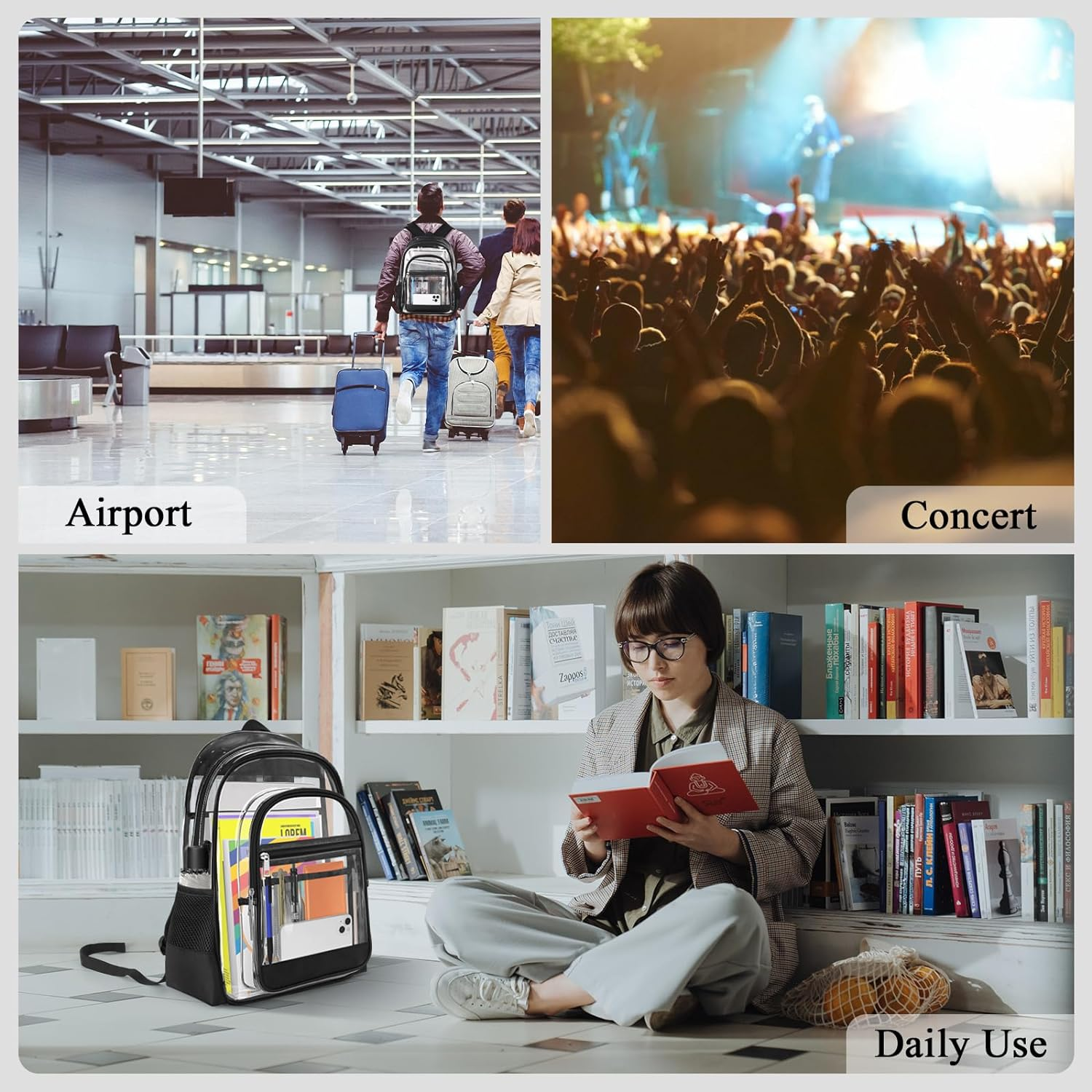 Blvornl Clear Backpack, Heavy Duty PVC Transparent Backpack image number 5