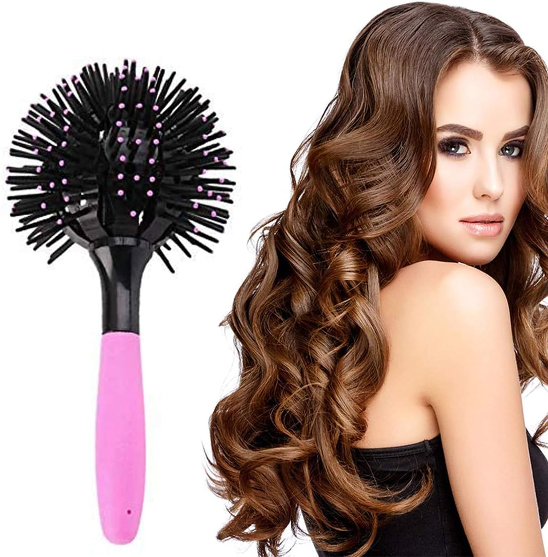 Aaiffey 3D round Hair Brushes for Women - Blow Drying, Detangling 360-Degree Styling Brush for Thick Curly Hair