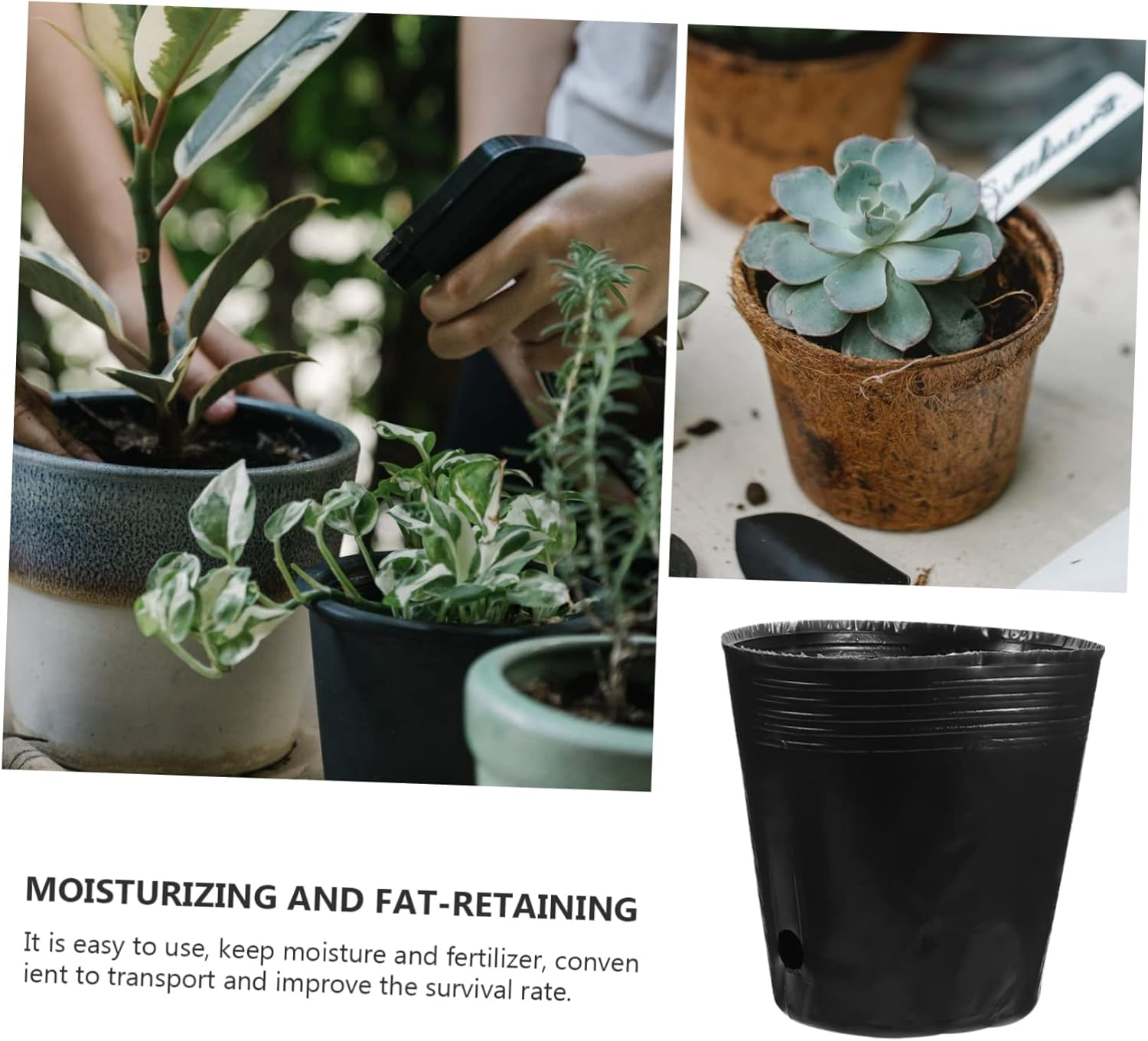 DOITOOL 100Pcs Bonsai Gardening Cups Durable Black PE Planting Bags for Root Development Watering