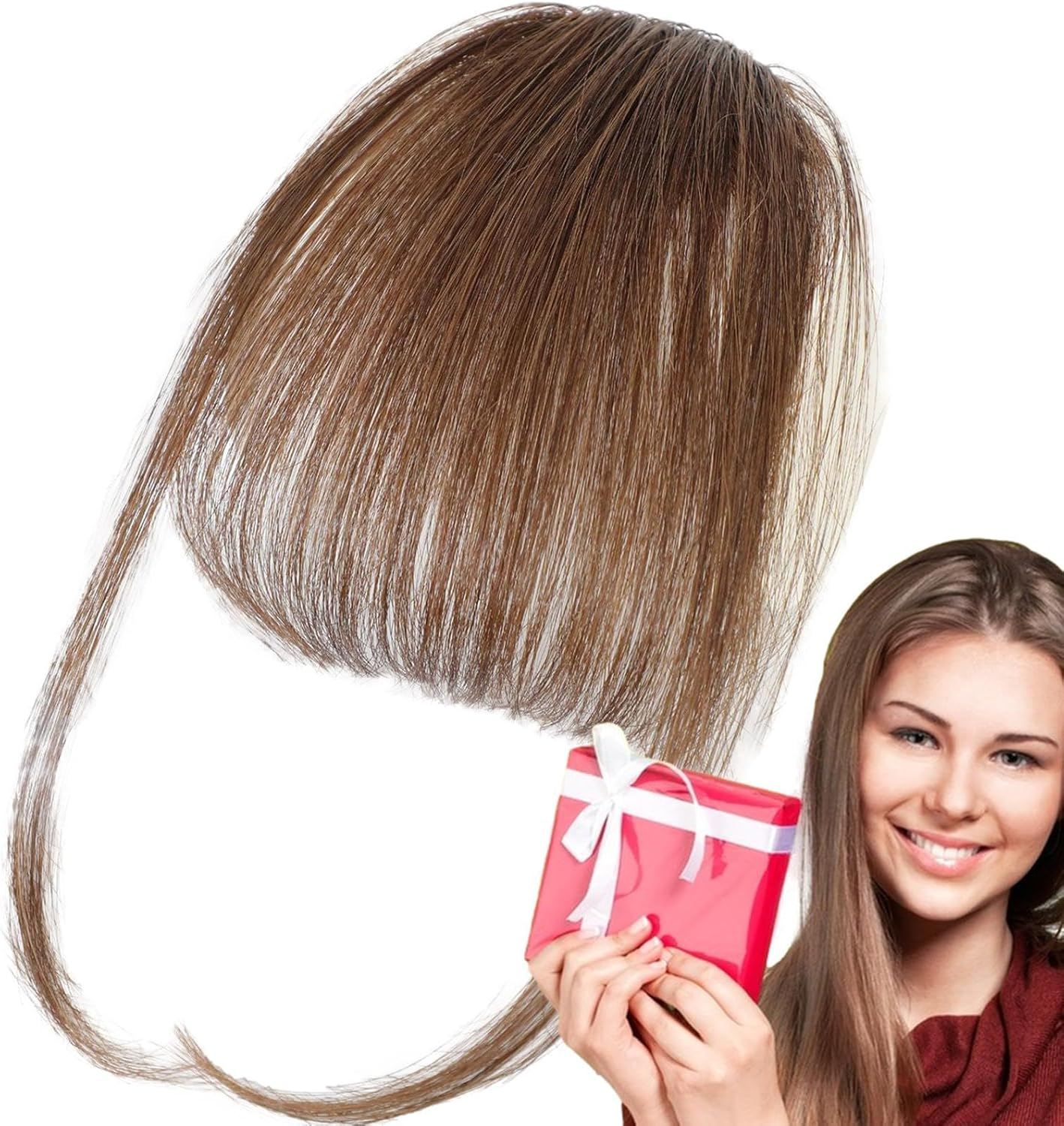 Bang Extensions Clip Human Hair,Clip on Air Bangs French Bangs | French Bangs Clip on Fake Fringe, Stylish Natural Color Fringe Hairpieces for Girls Women