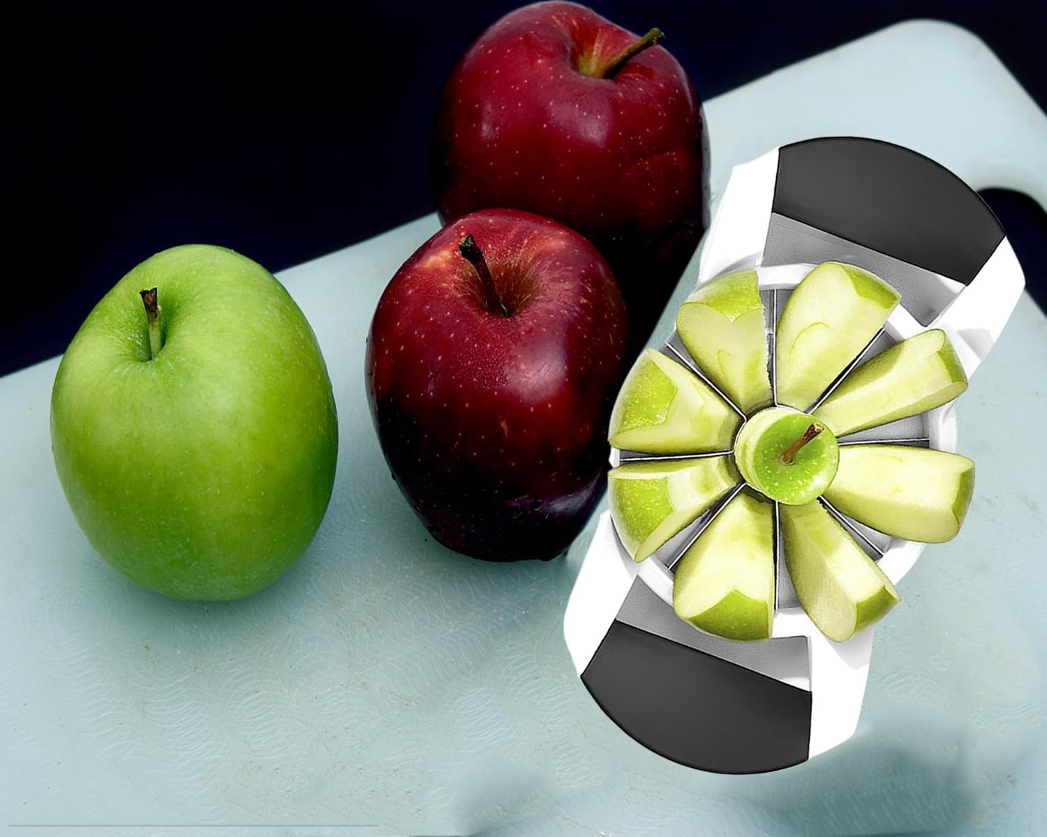 Apple Corer, 8 Blade Apple Slicer and Corer, Fruit Cutter, Apple Divider, Stainless Steel Slicer, Seeder Core Remover Tools Kit for Fruits, Vegetables, Pear, Ergonomic Handle, Easy Grip image number 1