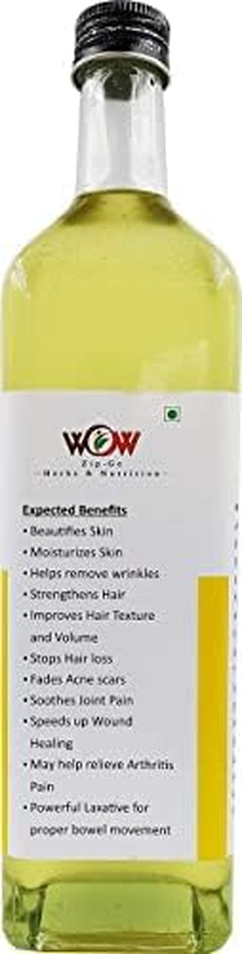 WOW ZIP - GO HERBS & NUTRITION 100% Pure Natural Organic Castor Seed Oil (Arandi Oil) 1000 Ml Bottle.