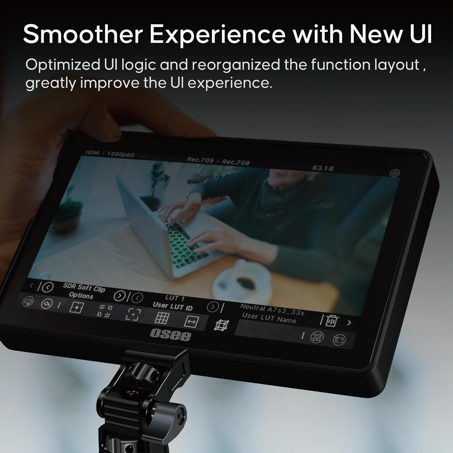 Osee G7 Pro DLSR Camera Monitor 4K 3000Nits 7 Inch Touch Screen Video Field Monitor with Camera Control, 3G-SDI HDMI In/Out, 3D-Luts, Touch to Focus, New UI Flexible Power Supply image number 1