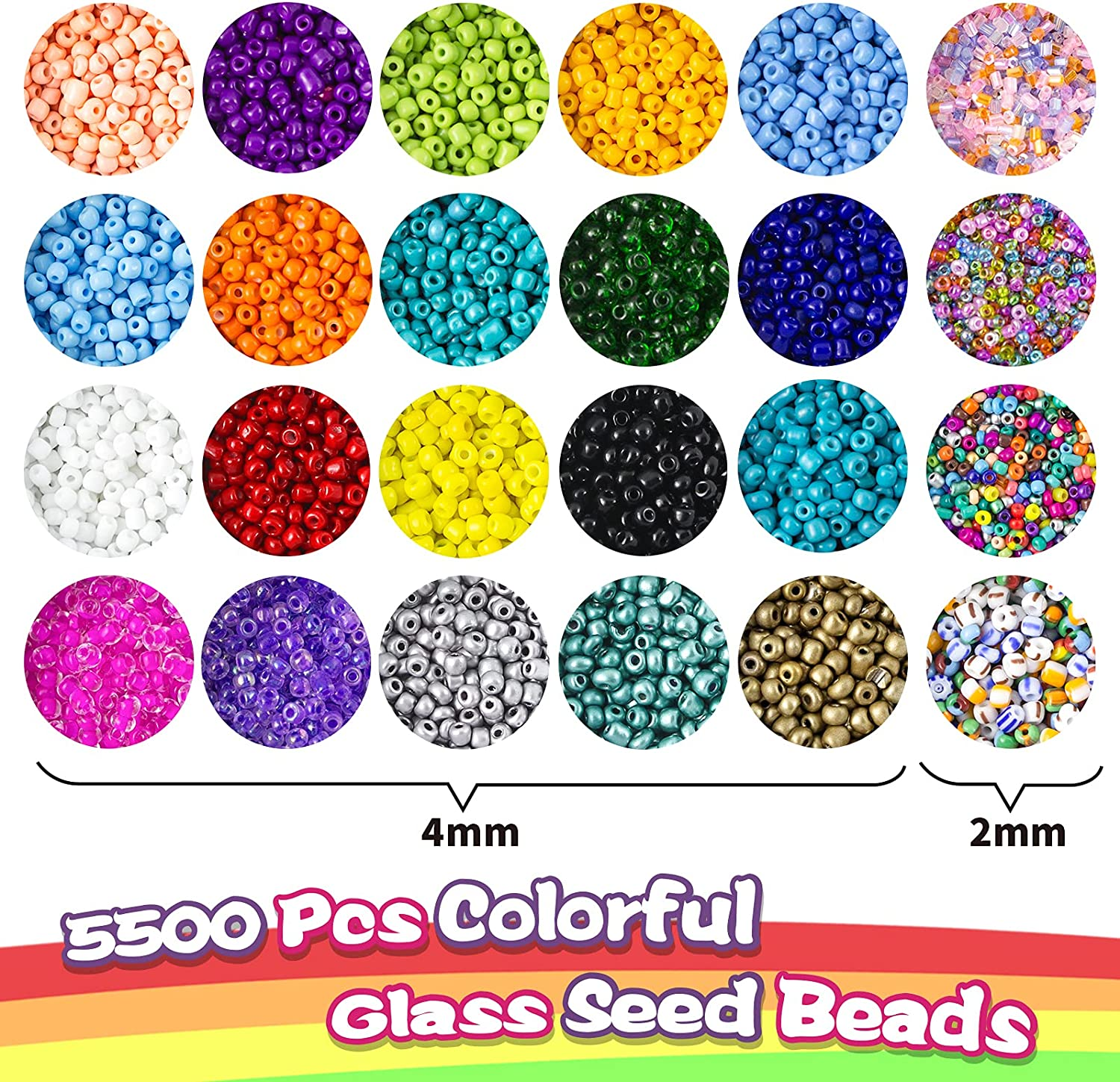 AKILION Beads for Jewellery Making Kit Includes 5500 Pcs Glass Seed Beads 2400 Pcs Flat Clay Beads 820 Pcs Alphabet Beads Pearl Beads Pendant Jewelry Wire, DIY Beading Kit, Necklace Bracelet Earring Making Kit, Arts & Drafts Supplies for Kids, Gift Set for Teens Girls image number 6