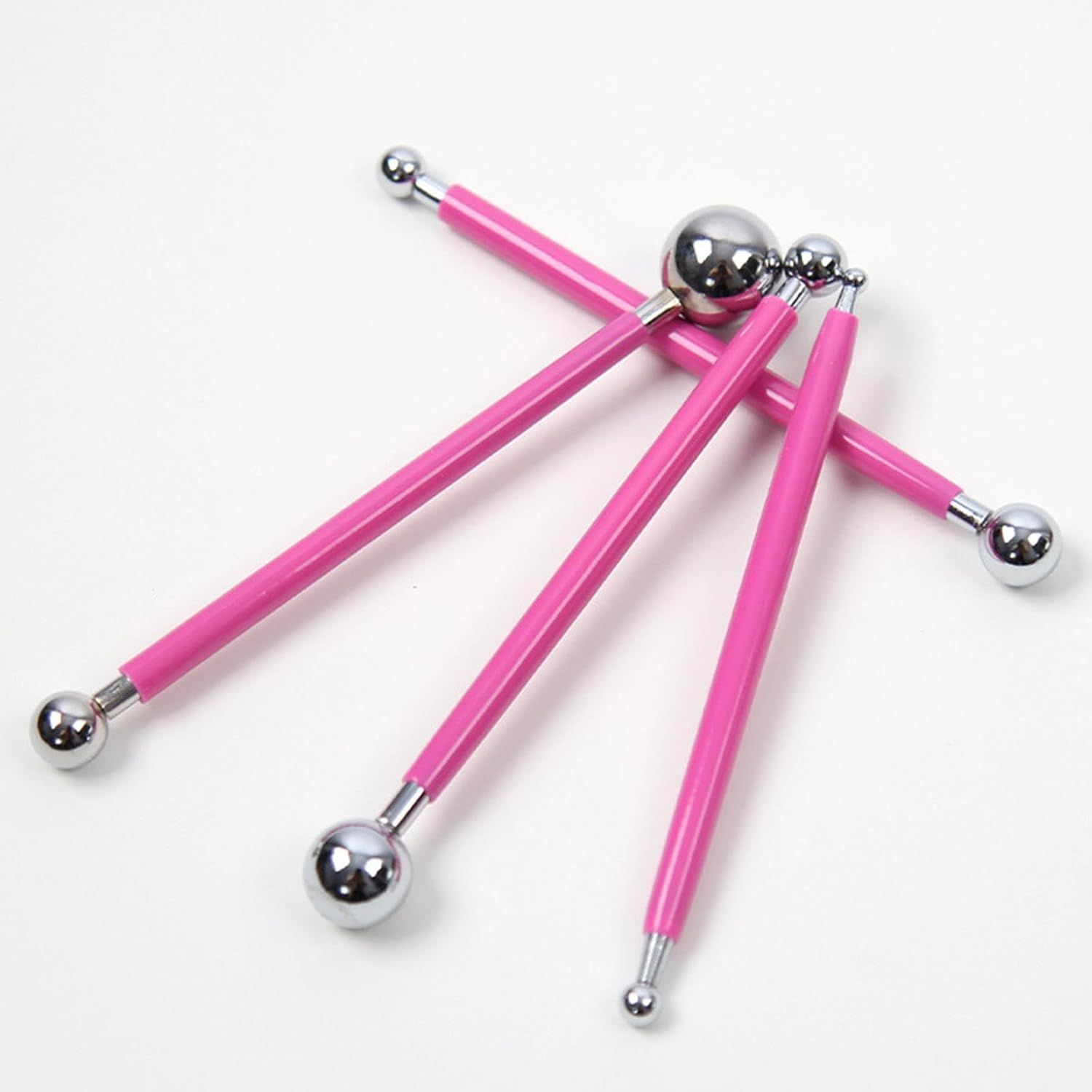 Yuksok 4Pcs Ball Stylus Dotting Tools Ball Stylus Embossing Pattern Ceramics Sculpture Modeling Tool Double Head Clay Tools, Red