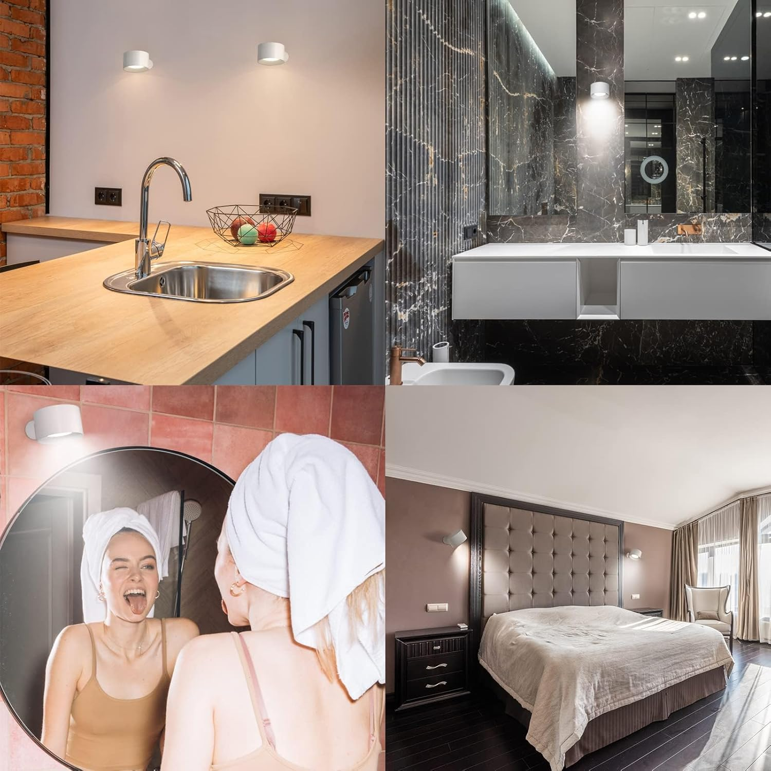 LED Wall Sconce, Wall Mounted Lamp with Rechargeable Battery Operated 3 Color Temperature & 3 Brightness Level 360&deg;Rotate Magnetic Ball, Cordless Wall Light for Reading Bedside (White) image number 3