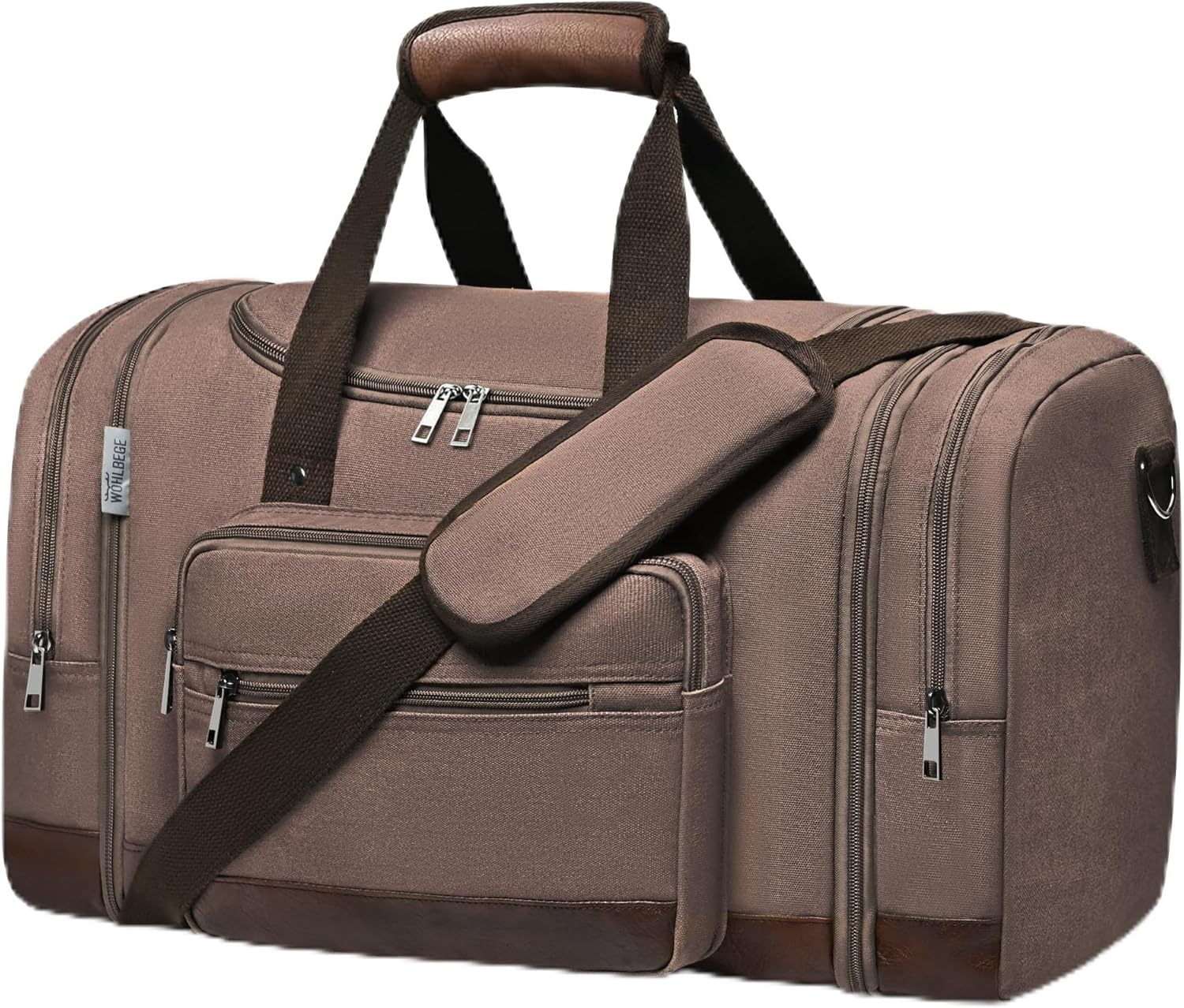 Wolhbege Duffle Bag for Travel,Mens Travel Bag & Carry on Bag for Men with Expandable Design and Luggage Sleeve &ndash;Duffel Bag for Gym, Weekender, Overnight Trips, Black, Carry on 22 Inch, Canvas Travel