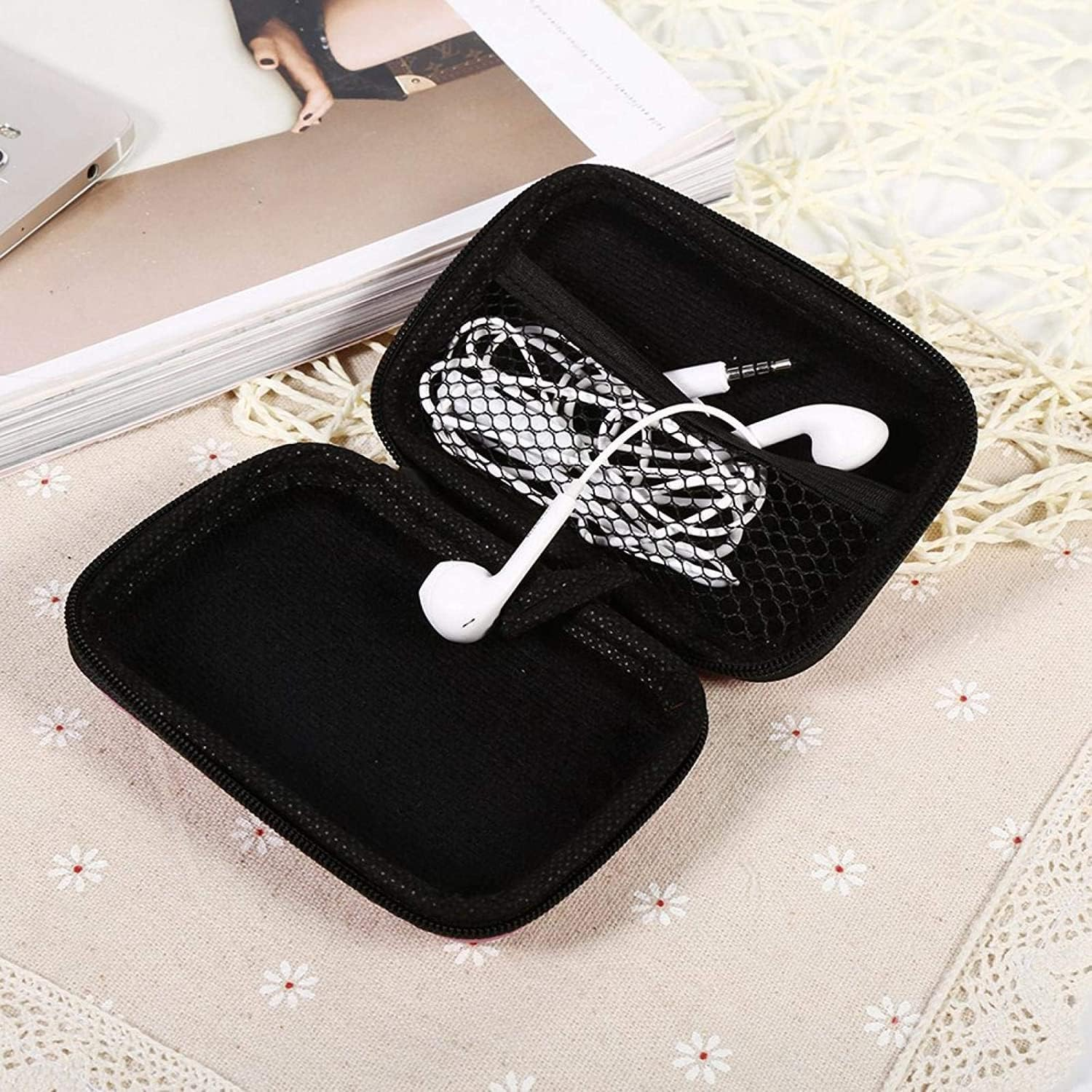 Portable Electronic Accessories Organizer: Mini Storage Bag with Eva Material and PU Leather Coating for USB Flash Drives, Data Cables, Earphones, and SD Cards image number 2
