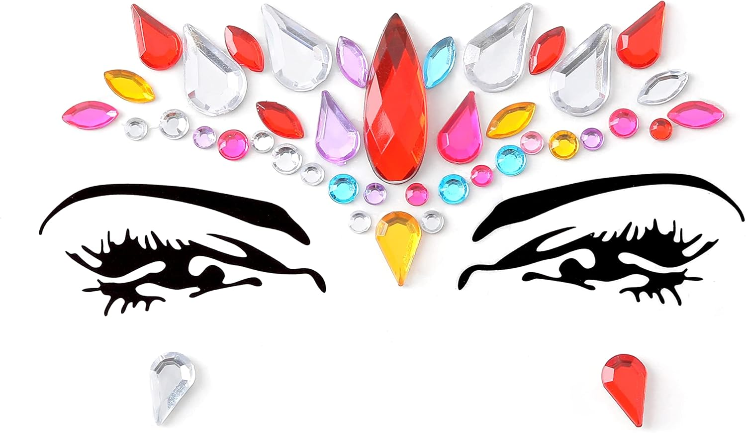 Face Gems Adhesive Glitter Jewel Tattoo Sticker Festival Gems Rave Party Body Make up (6 PCS MULTI COLORS)