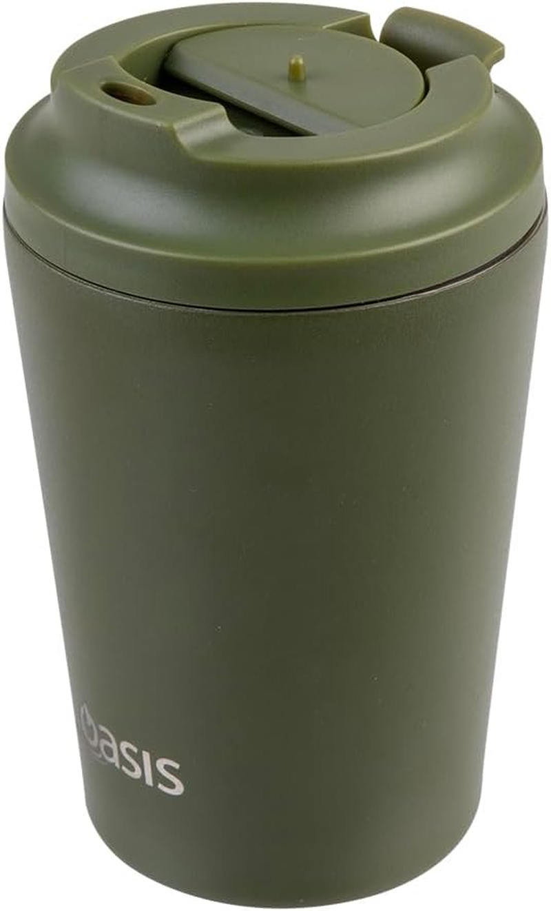 Oasis Ceramic Lined Stainless Steel Double Wall Insulated Coffee Cup 360Ml - Forest Green image number 6