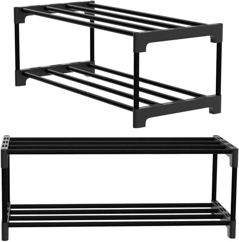 2 Tier Shoe Rack,Small Shoe Rack,Rustproof Coating Shoe Rack,Suitable for Dormitory,Rental House,Balcony,Hallway,Quick Assembly image number 6
