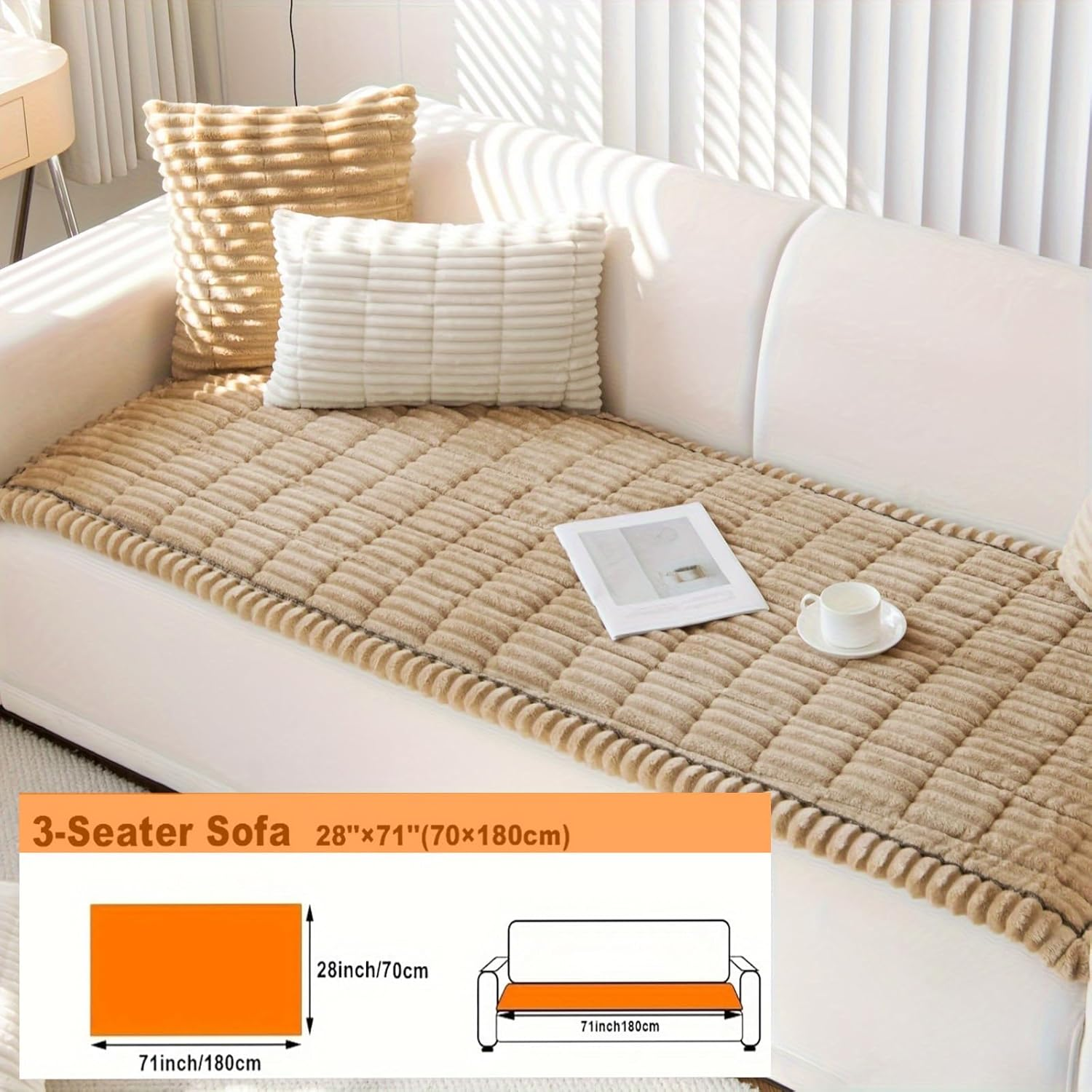 Pet Couch Cover Dogs Washable Non-Slip Couch Protector Pet Friendly Dog Mat for Couches and Sofas,Soft Couch Covers (Coffee, 70X180) image number 5