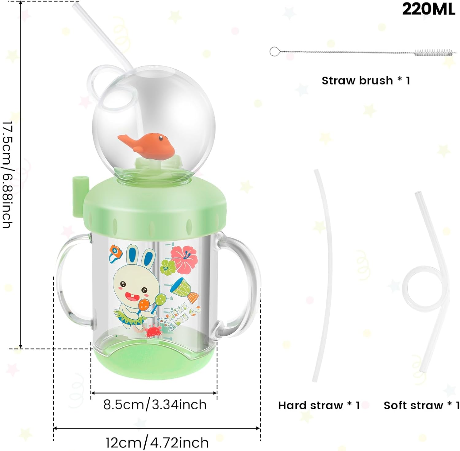 220Ml Sippy Cup Baby Water Bottle with Straw for 6-12 Months Kids Water Cup with Fun Whale Spray Ideal Present for Babies on Birthdays, Christmas, Children'S Day image number 3