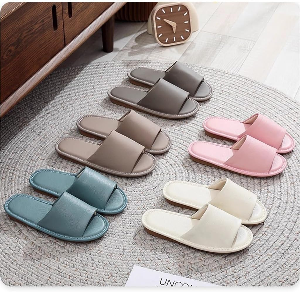 Leather Slippers for Old Men Women，Comfortable and Durable, with a Non-Slip Oxford Sole. Suitable for All Seasons(Khaki,41/42 EU) image number 4