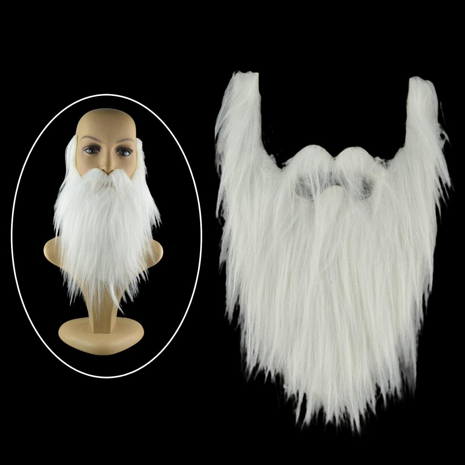 Colaxi Novelty Mustaches Costume Accessories Cosplay Party Supplies Long Fake Beard for Masquerade Festive Adults Children Opera Carnival Theme , White image number 1