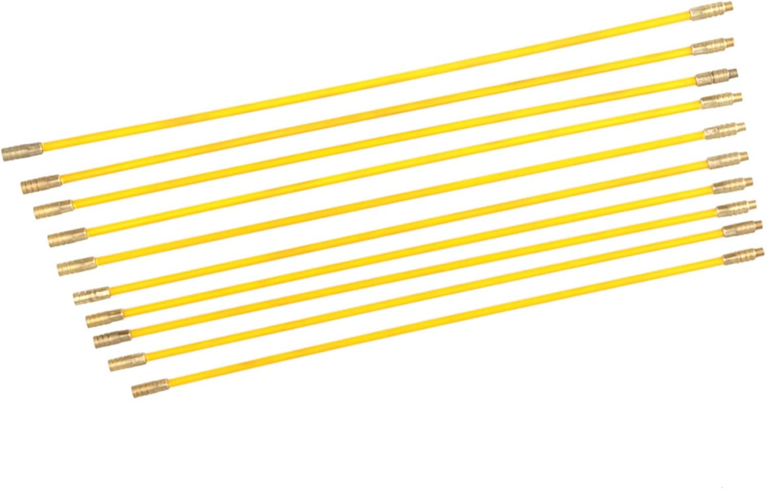 Yduupxe 10Pcs 4.0Mm Fiberglass Cable Rods, Wire Fishing Electrical Tool Kit with Fiberglass Rods, Threaded Brass Connectors for Running Wire through Walls Attics Crawl Spaces Sub Floors image number 2