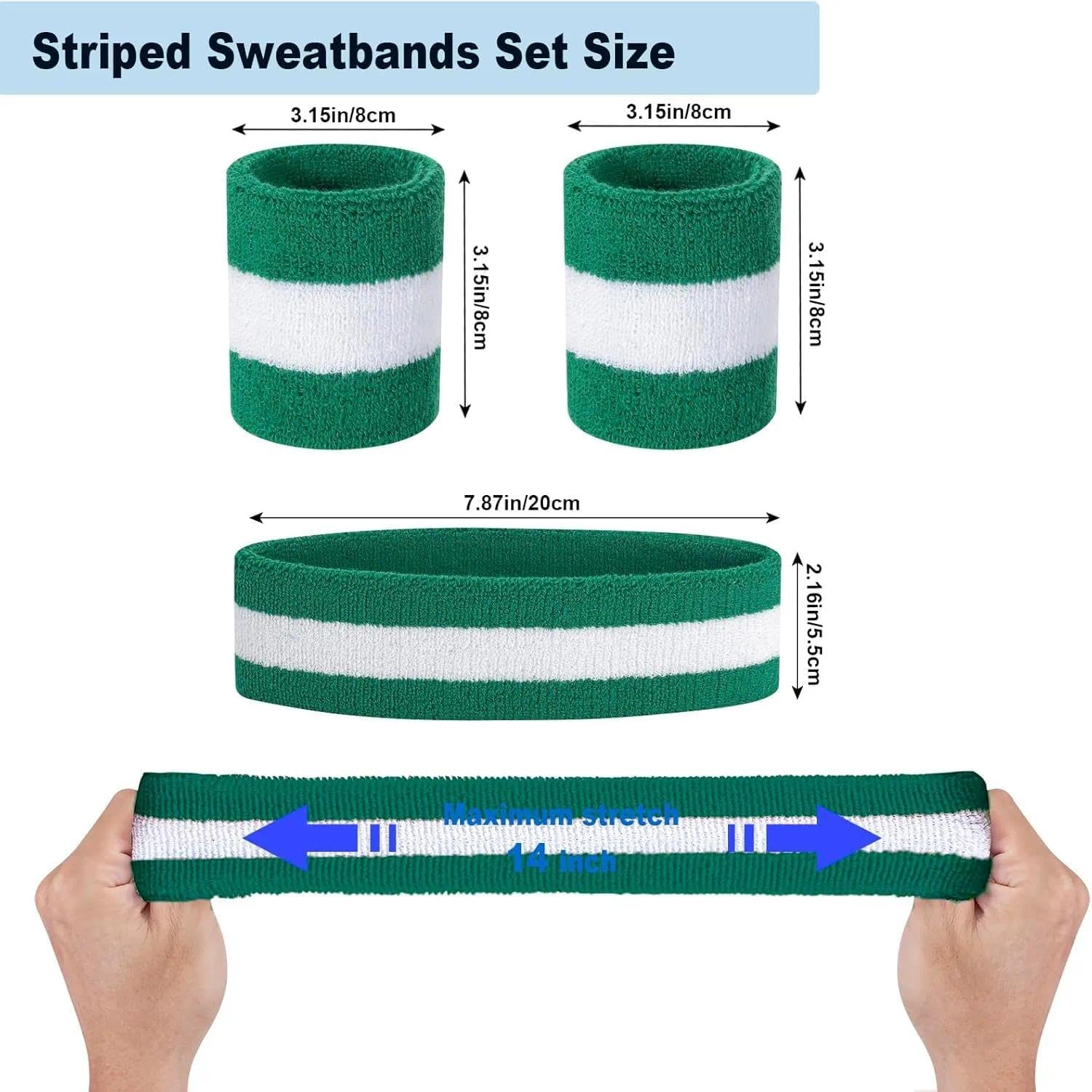 CRFY Sweatbands Set, Headband and Wrist Sweatbands Cotton Sweat Band for Athletic Men and Women, Sports Headbands for Fitness Yoga Running image number 2