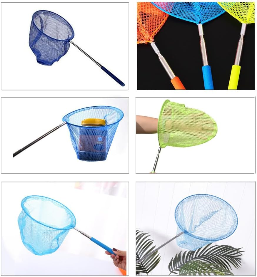 Telescopic Bug Net, Wanfoou 5 Pcs Retractable Fishing Nets, Colorful Butterfly Nets Catching Insects Fishing Nets Outdoor Tools Extendable,For Catching Bugs Fish Insect Ladybird image number 3