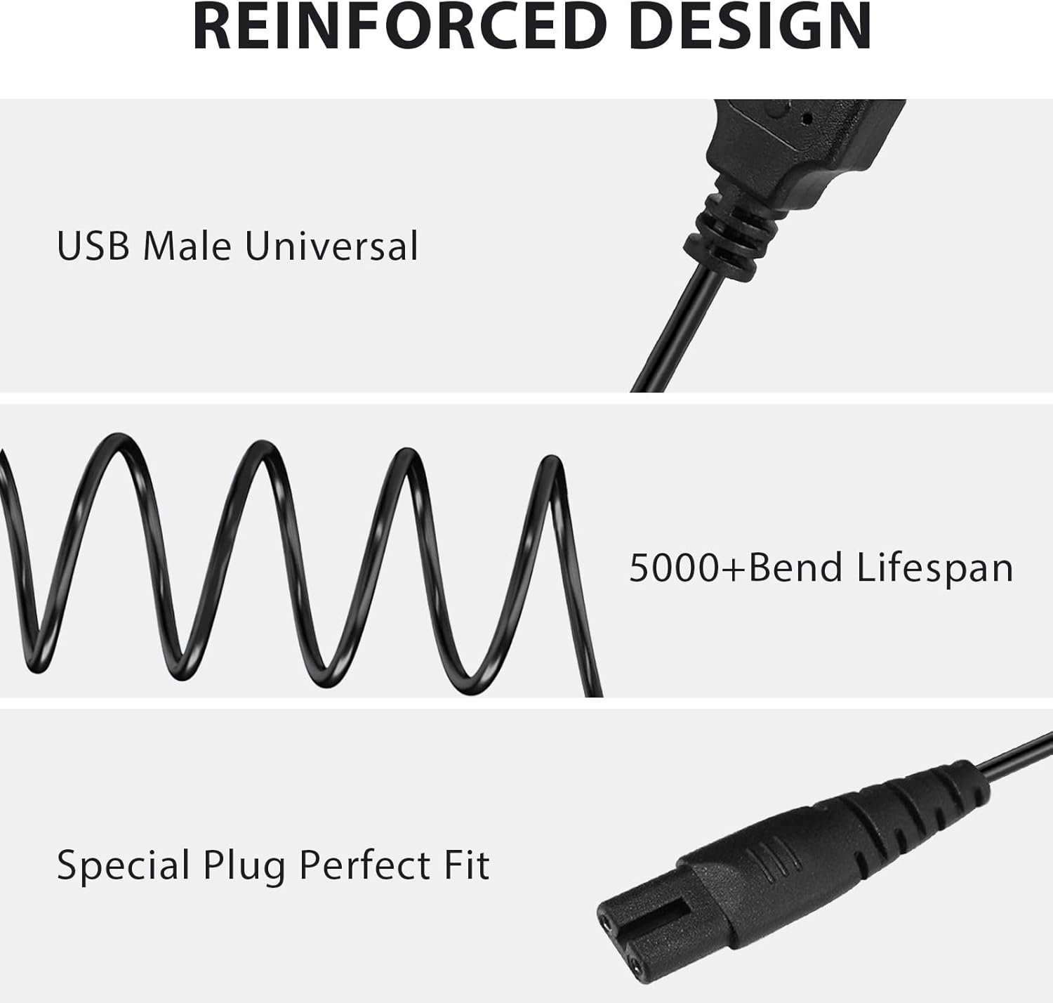 USB Charger Cable for Skull Pitbull Charger, Palm, Butterfly Kiss and Beast Clipper PRO Shaver, Charger Adapter Cable Cord for Skull Pitbull Gold PRO Pitbull Platinum PRO image number 5