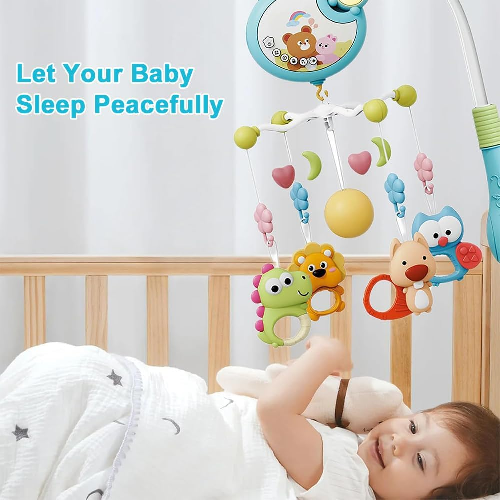 Baby Mobile for Crib, Crib Mobiles with Music and Lights, Nursery Musical Mobile for Bassinets Toys Hanging Girls Boys, Musical Mobile Arm for Pack and Play, Space Portable Animal Mobile Clip On image number 5