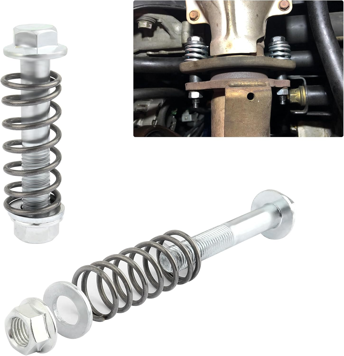 M10X1.5X75Mm Exhaust Bolts and Nuts Kit,Includes 2 Sets Exhaust Manifold Bolts+Exhaust Springs+Nuts+Gaskets,Auto Parts Replacement Exhaust Bolt and Spring Hardware Kit (M10X1.5)