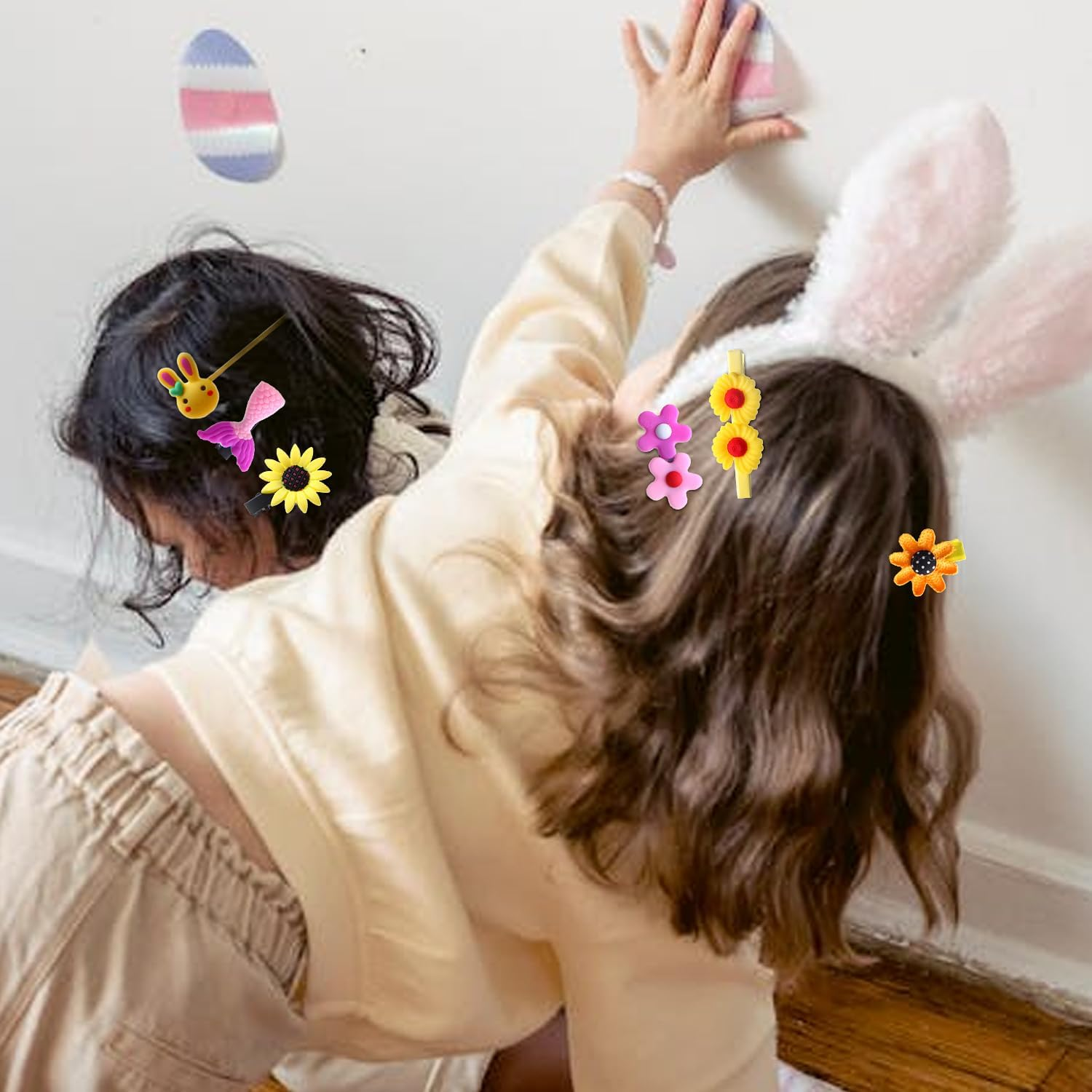 56PCS Toddler Hair Accessories Set: Colorful Rainbow Barrettes, Pins, Candy Fruits, Butterflies for Kids' Stylish Hairstyles image number 6