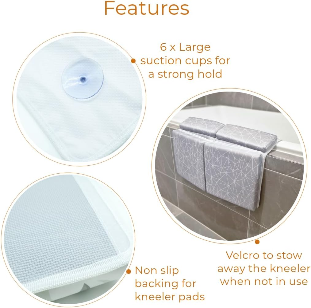 Baby Bath Kneeler and Elbow Rest Pad Set - Super Thick Kneeler and Elbow Pad with Toy Storage and Organiser Pockets (Australian Eucalyptus, 58Cm W X 52Cm L X 4Cm H) - Australian Eucalyptus image number 3