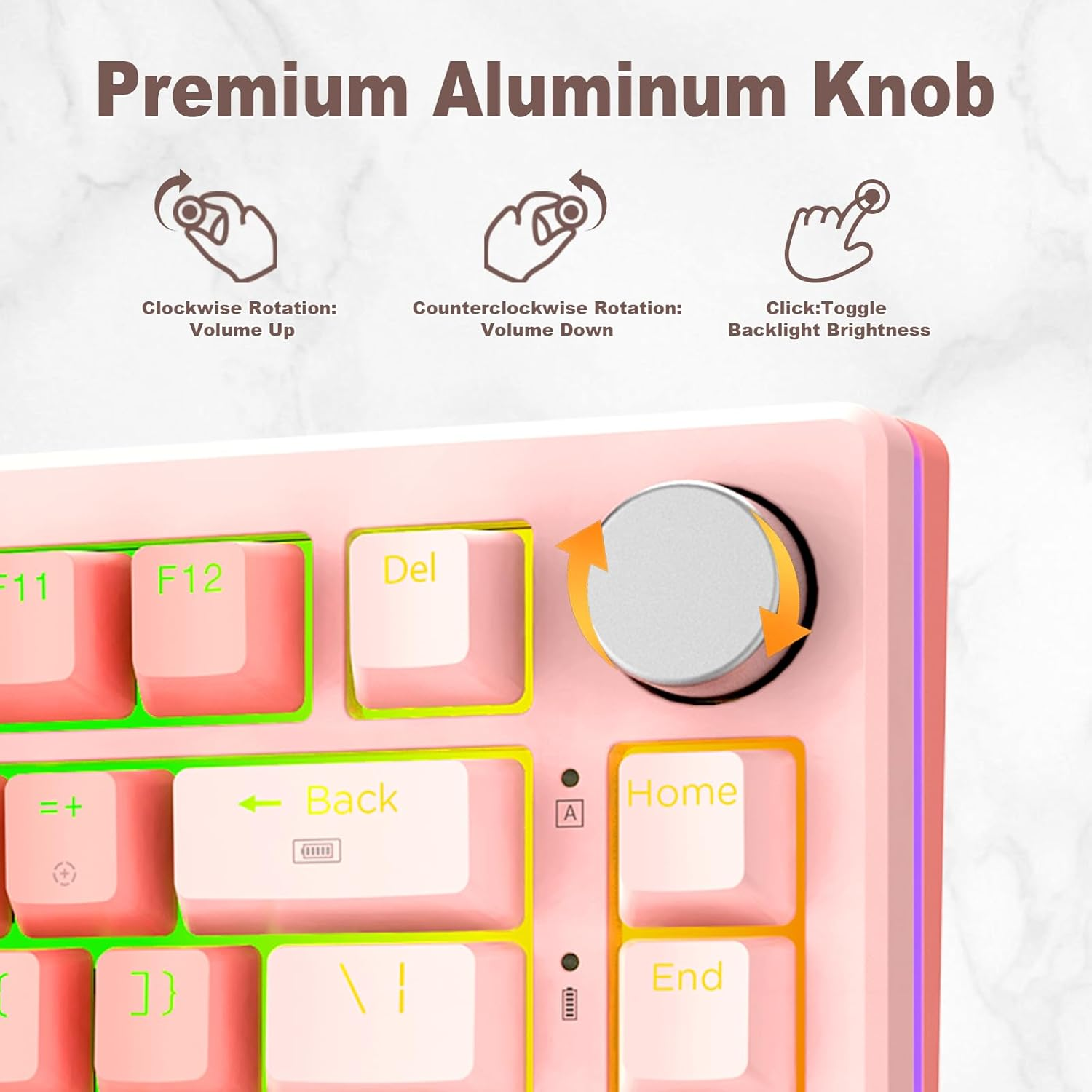 FG75 75% Wireless Mechanical Gaming Keyboard with Knob - Hot Swappable, Gasket Mount, Pre-Lubed Switches, RGB Backlit, PBT Keycaps, Bluetooth/2.4Ghz/Usb-C for PC (Pink) image number 1
