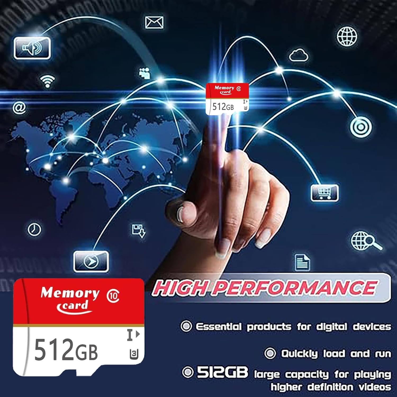 Microsdxc Microsd Card 512GB and Adapter Kit,Full HD & 4K UHD Card Class10 U3 High Speed for Camera/Phone/Tachograph,Tablet and Drones image number 4