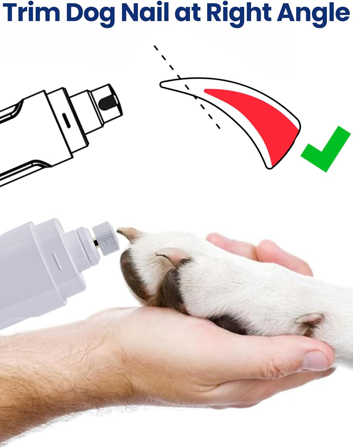 ADVWIN Dog Nail Grinder, 3-Speeds Pet Nail Grinder Low Noise USB Rechargeable with 2 LED Lights, Electric Dog Nail Trimmer Painless Paw Grooming Tool for Medium Large Dogs & Cats