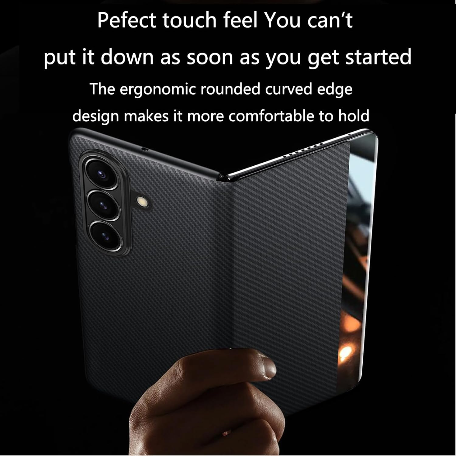 Komiyaa for Samsung Galaxy Z Fold 7 Case, Auto Wake/Sleep, [Compatible with Magsafe], Carbon Fiber Texture Skin-Friendly Case with Card Slot, Slim Protective Case for Samsung Galaxy Z Fold 7 (Blue)