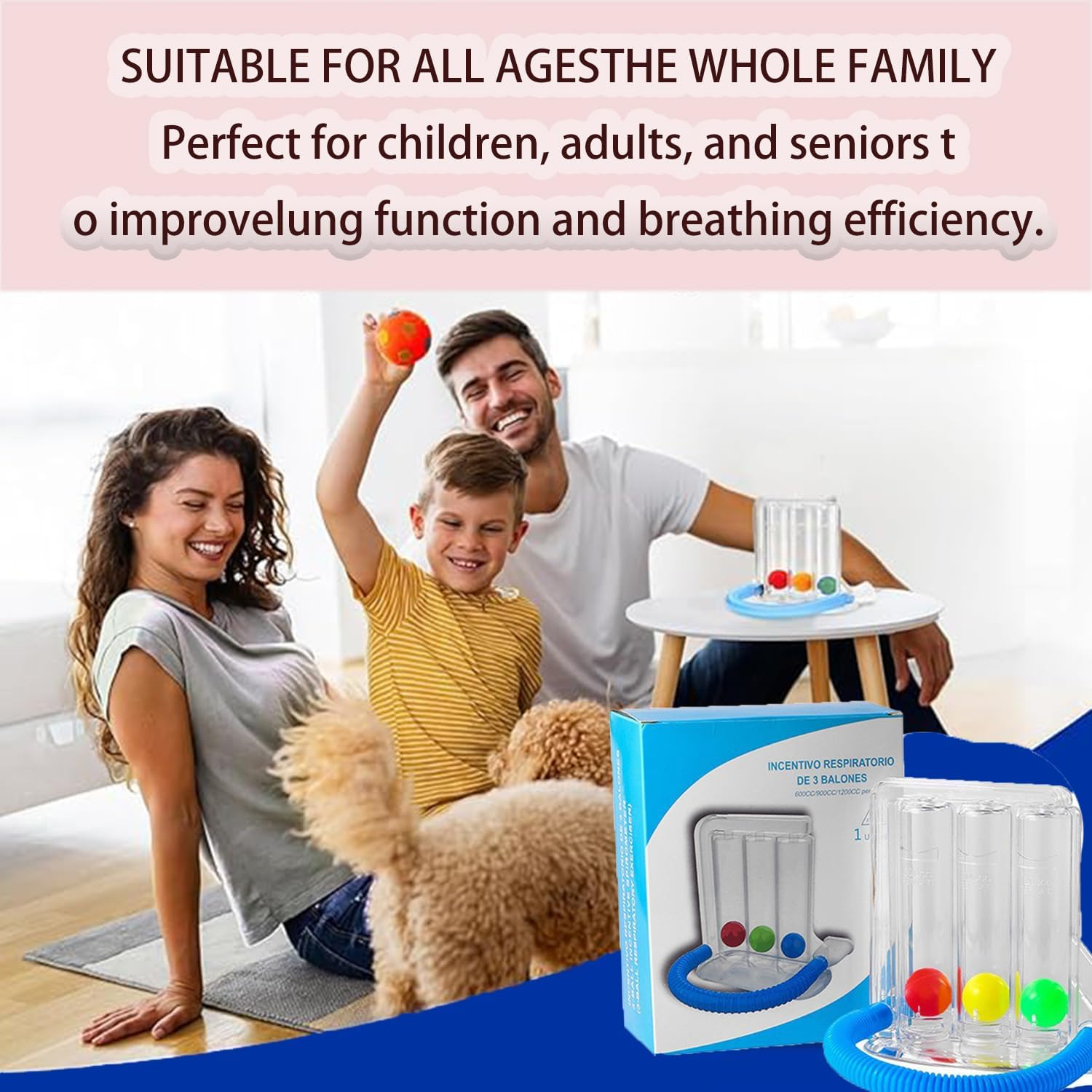 Roczential 1 Piece Lung Trainer, Natural Breathing Exerciser Trainer, Washable 3-Ball Incentive Spirometer for Inspiratory Breathing Function, Breathing Measurement Device with Handle image number 6