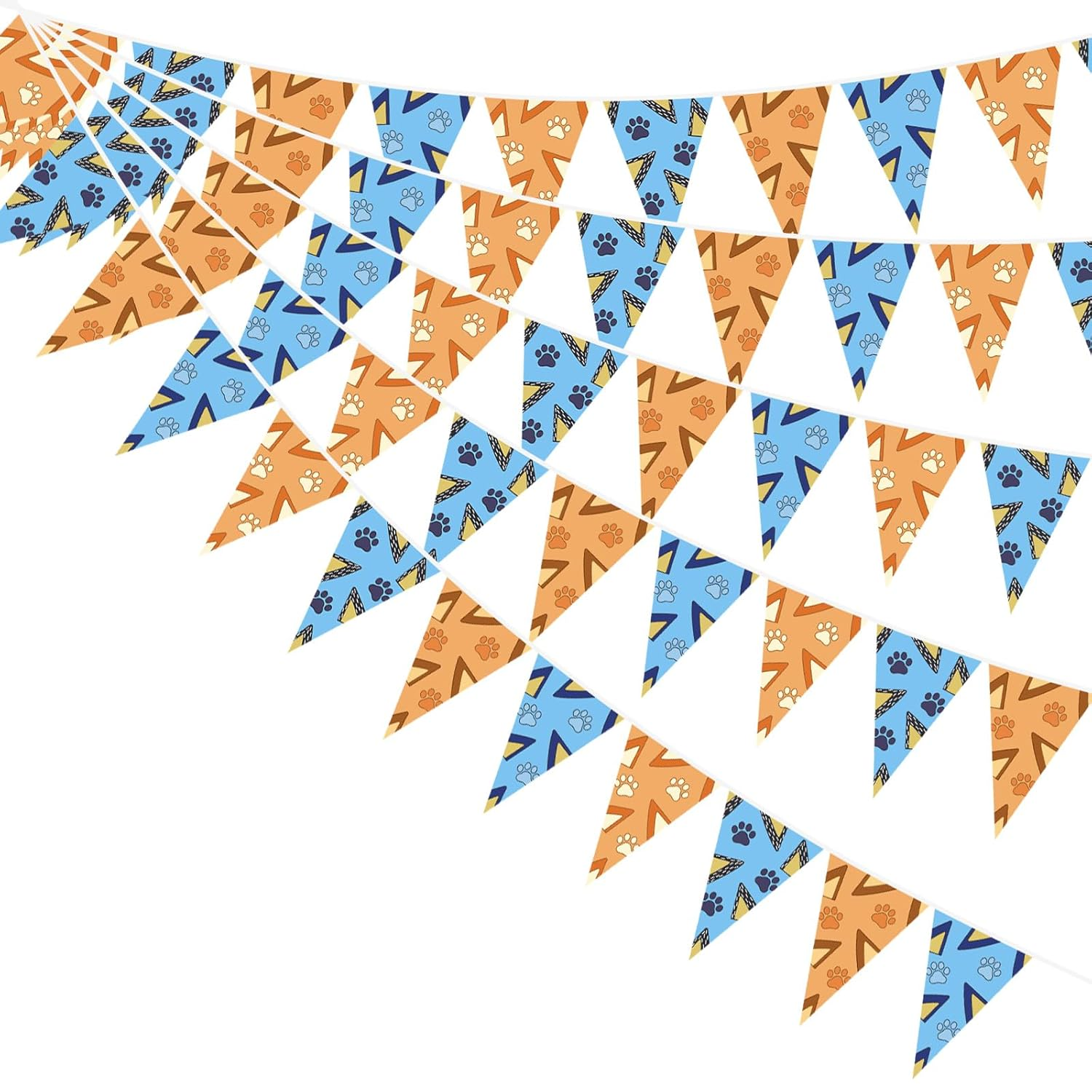 5 Sets Dog Paw Birthday Banner, Blue Orange Dog Paw Garden Flag Pennant Flag Banner Dog Paw Birthday Backdrop for Outdoor Garden Yard Home Wall image number 1