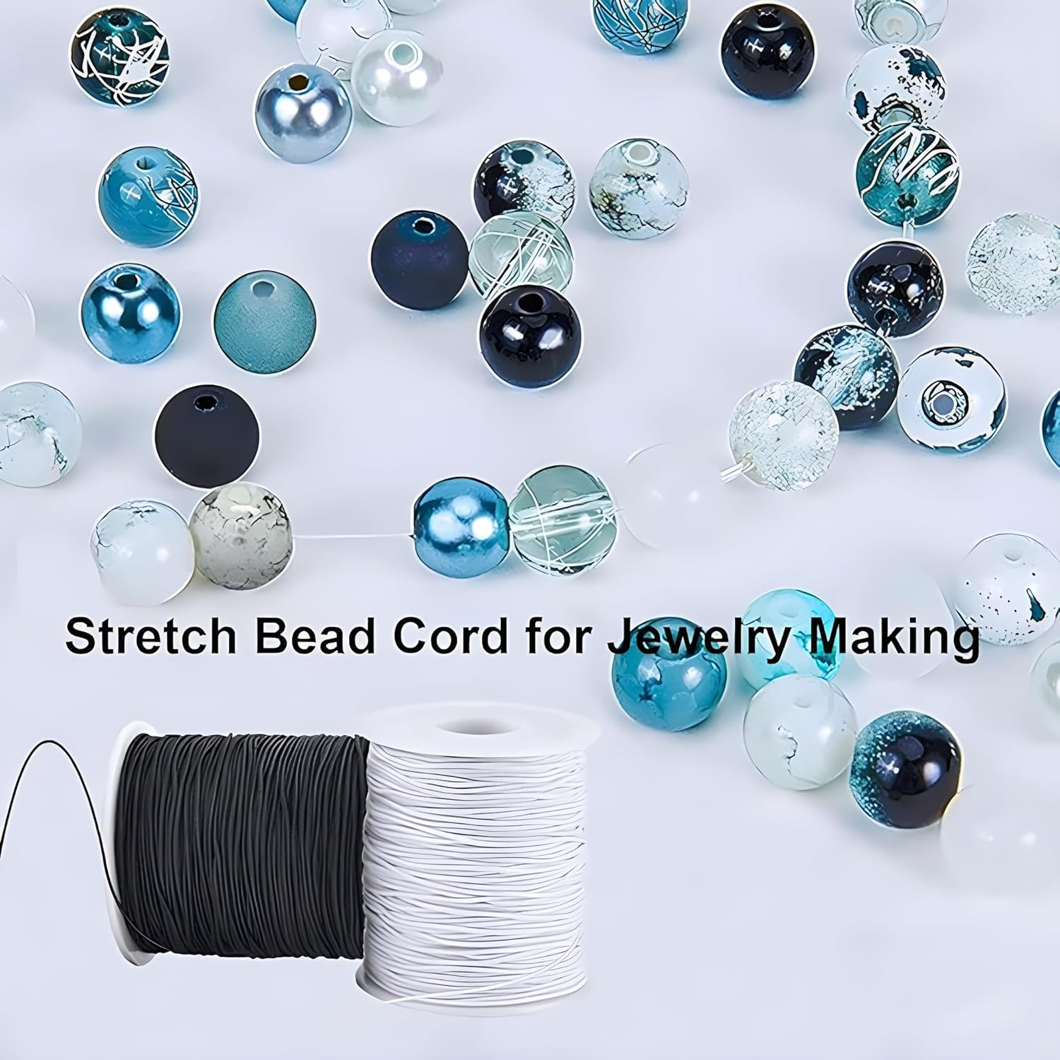 2 Rolls of Nylon Thread Bracelet String, 1.5Mm Nylon Thread String Beading Thread Black White Chinese Knotting Cord for Friendship Bracelet Necklace Jewellery Making DIY Macrame Craft（Black+ White） image number 2
