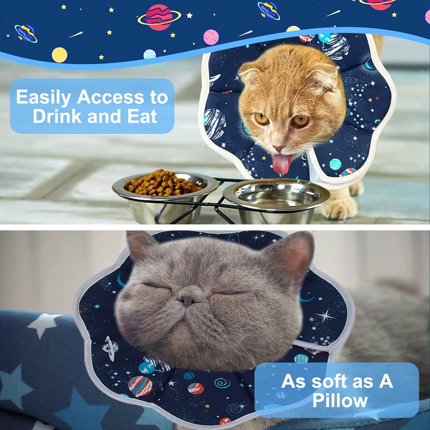 KIKNIN Cat Cone Soft Cat Recovery Collar, Protective Adjustable Pet Cone for after Surgery, Waterproof Comfortable Lightweight Elizabethan Collar for Kitten, Prevent from Licking Wounds(S) image number 5