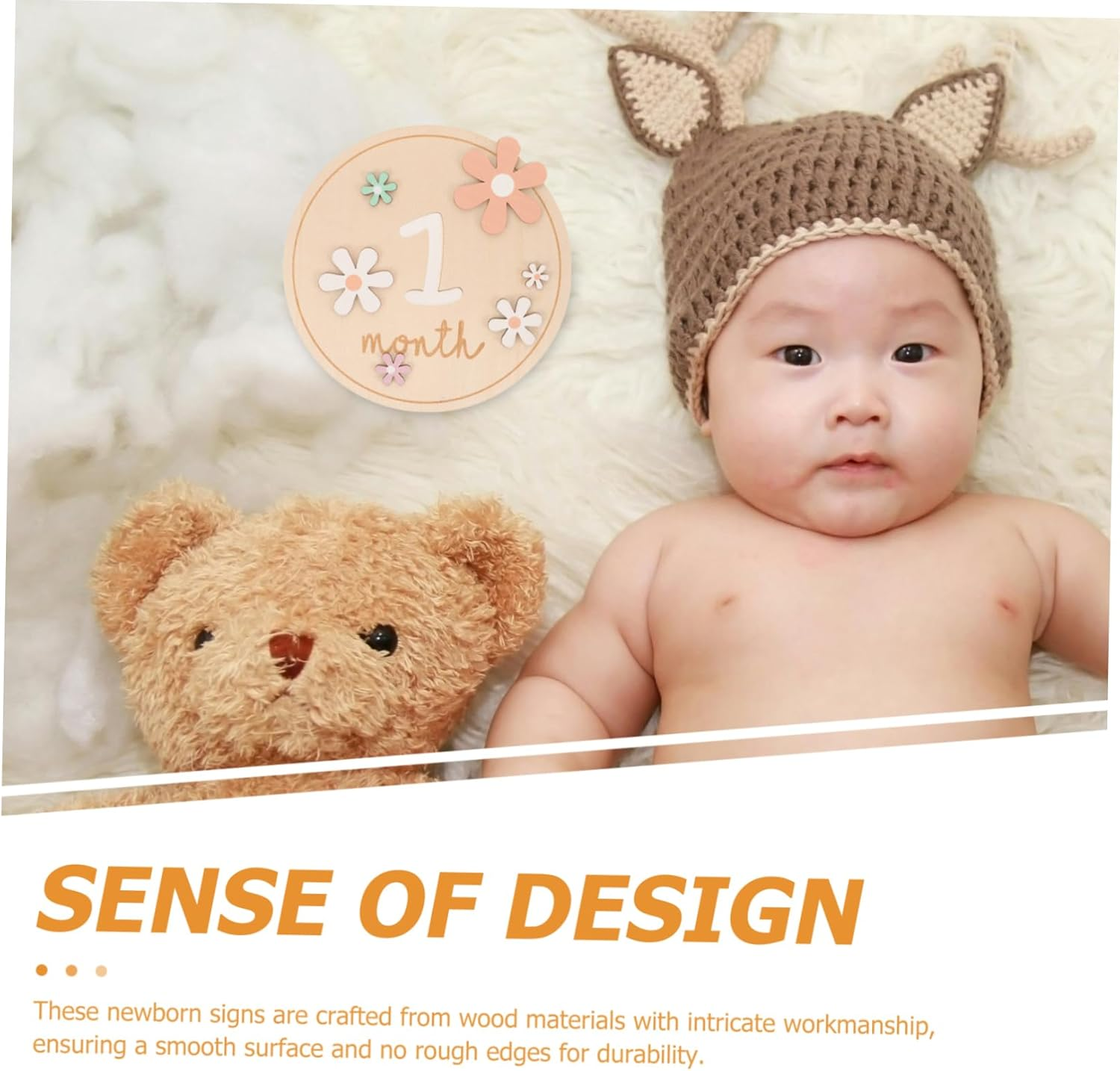 SECFOU Wooden Milestone Signs Monthly Announcement Discs for Newborn Photography Lightweight Nursery Decor for Showers and Gender Reveals