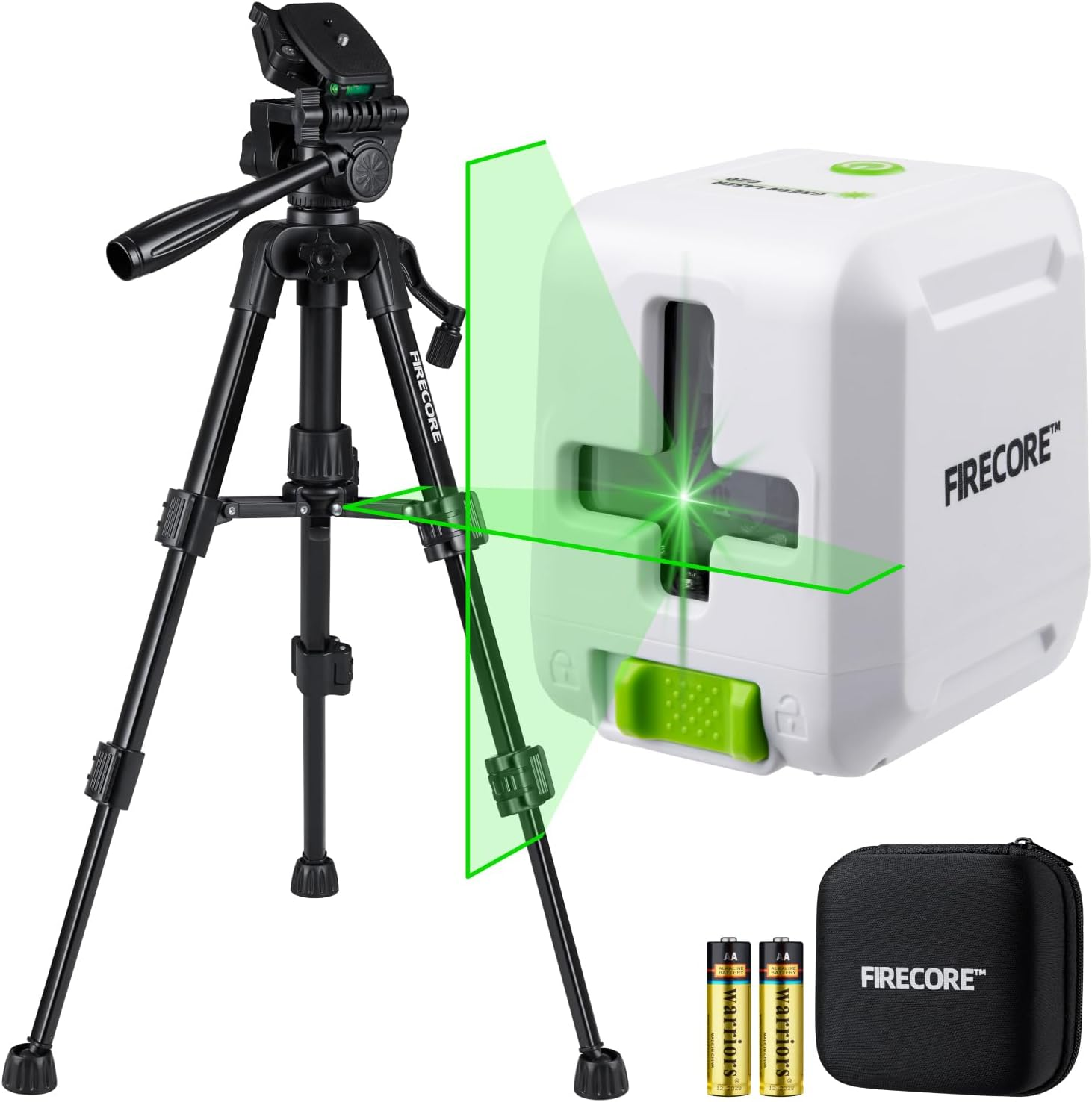 Firecore Laser Level with Tripod, Self Leveling Laser Level Green Cross Line Laser Leveler Tool for Picture Hanging Wall Tile Home Renovation Indoor Projects, Carry Pouch and Battery Included image number 4