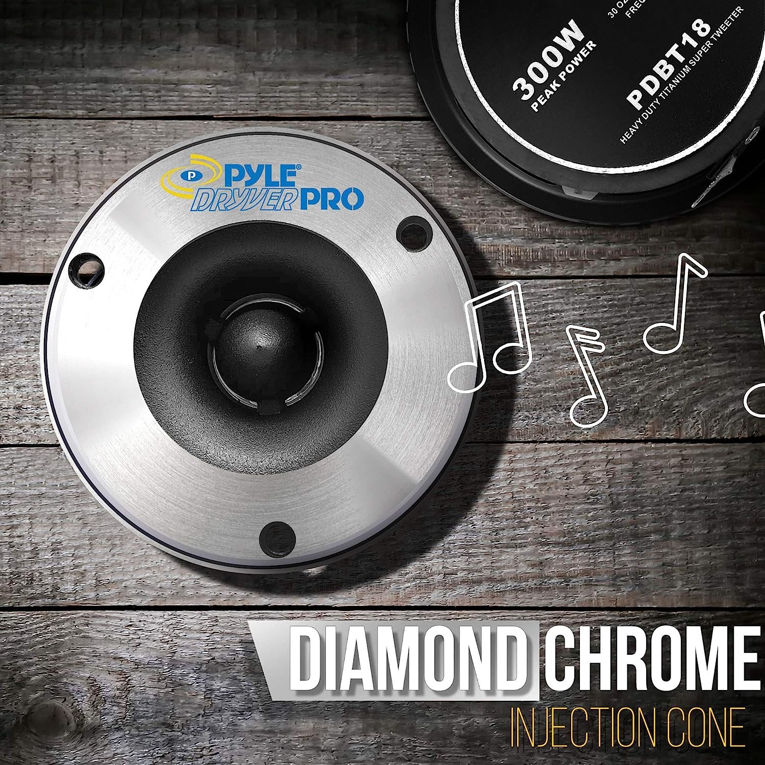 Pyle 3.75'' Titanium Horn Tweeter (Pair) - Aluminum Bullet Diamond Chrome Cutting Finish W/ 300 Watt Peak 20 Oz Magnet Structure 2Khz - 25Khz Frequency Response 4 Ohm & 1" Kapton Voice Coil image number 5