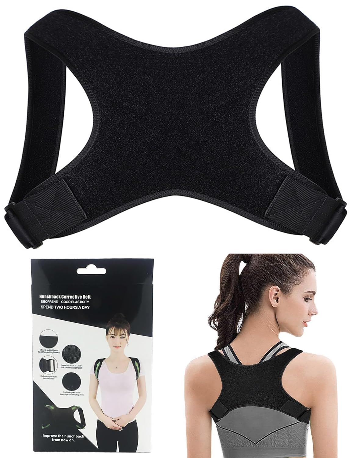 Advanced Posture Corrector for Men & Women, Breathable & Adjustable Orthopedic Support for Upper Back, Neck, Shoulder Pain Relief & Improved Posture, Orthopedic Posture Corrector (Black) image number 3