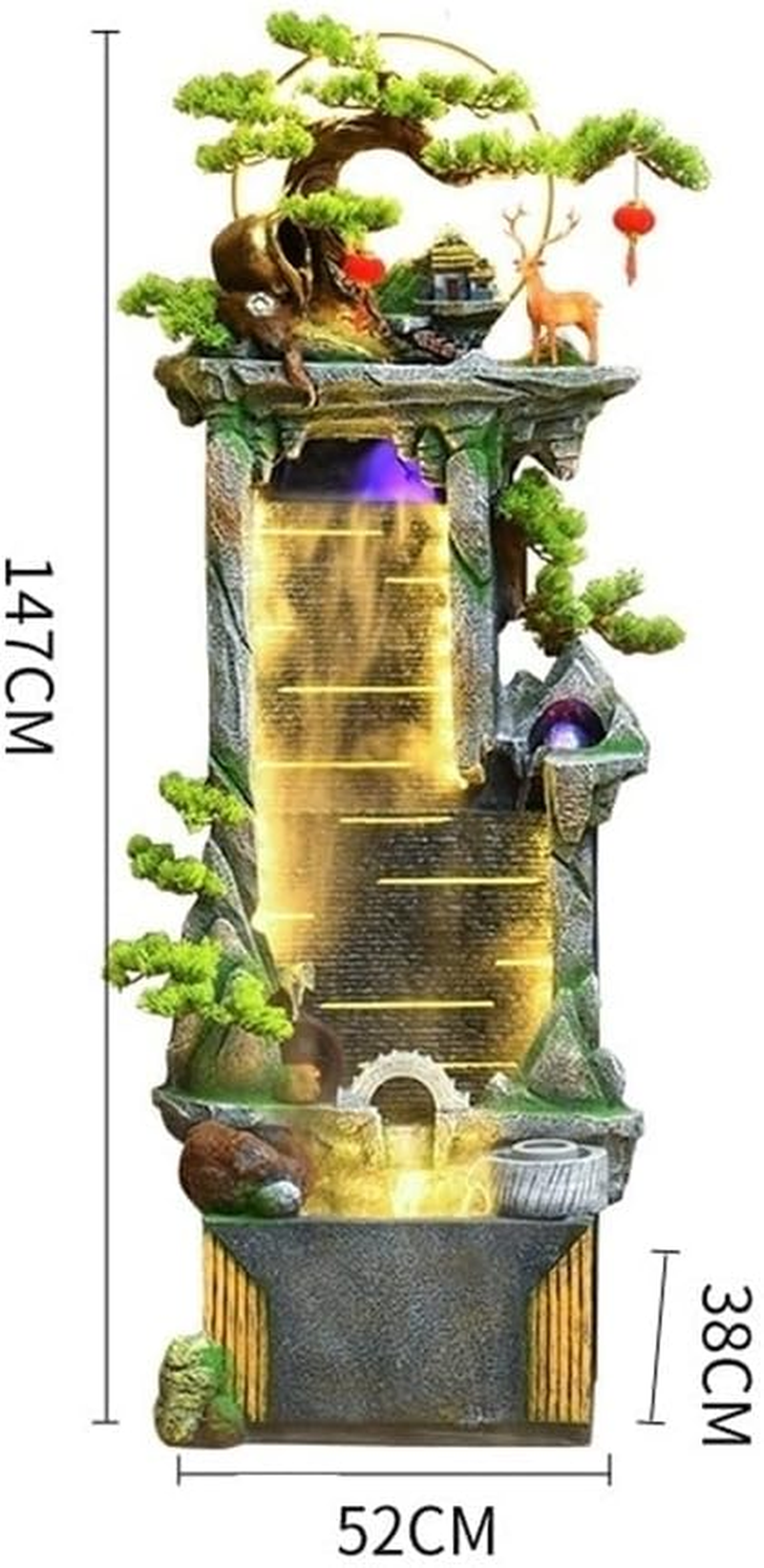Outdoor Fountain Indoor Water Fountain Waterfall with Lighting, 147Cm Tall Tiered Fountains for Garden, Patio, Backyard Decor image number 6
