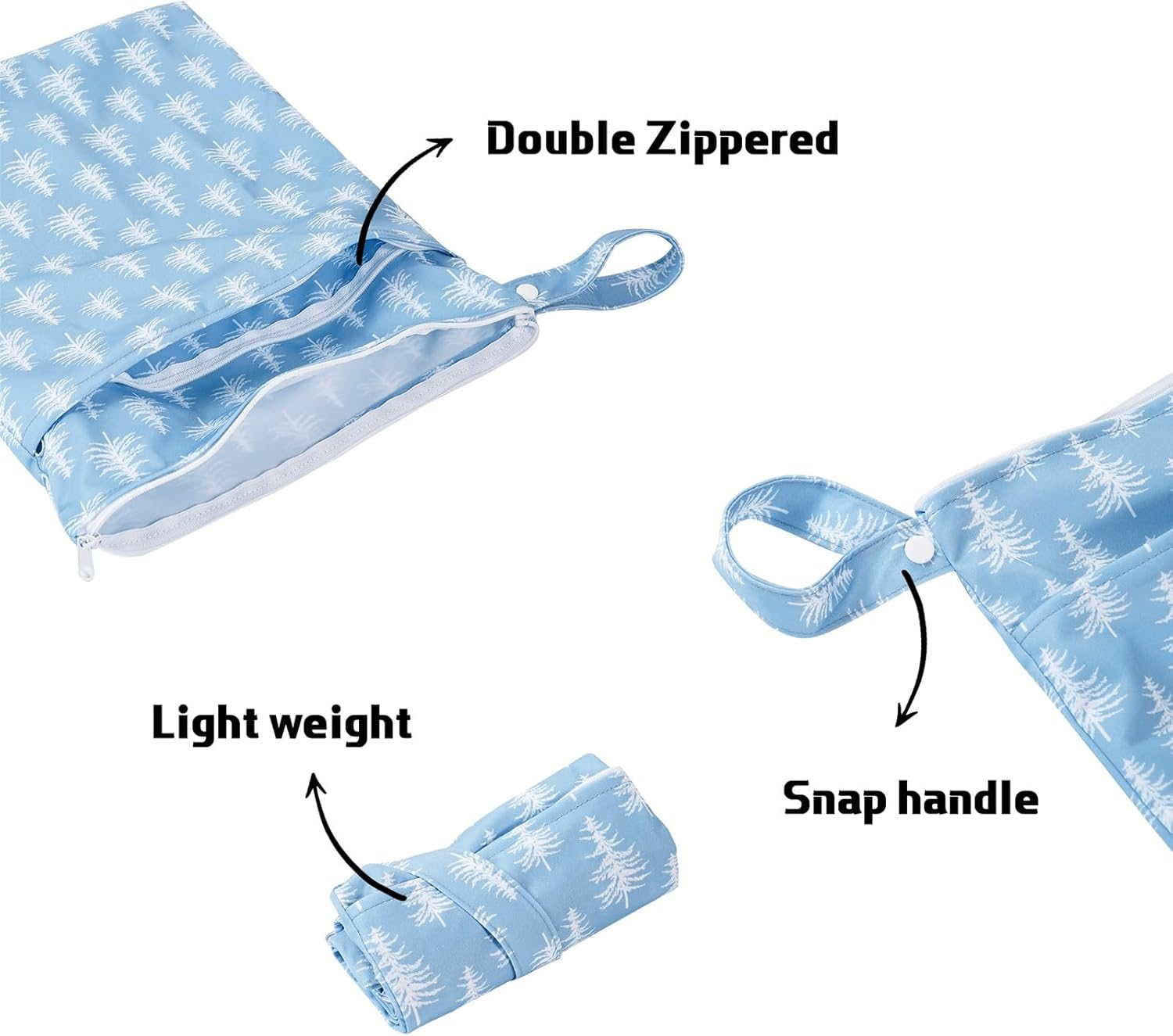 Wet Dry Bags with Two Zippered Pockets and Handle, Reusable Storage Bag for Breast Pump Parts & Baby Items, Waterproof Diaper Bags, Yoga Gym Bag for Swimsuits or Wet Clothes-2Pcs, 11.8*15.75" image number 4