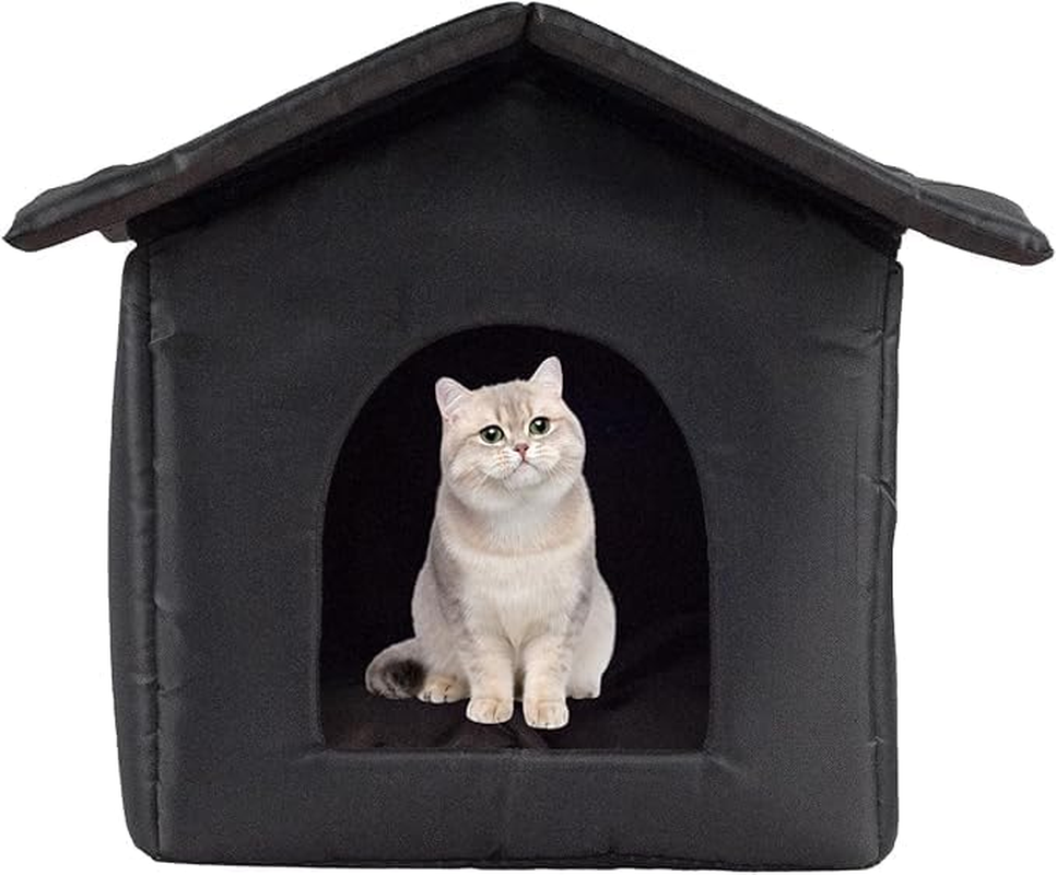 CARRORABI Outdoor Cat House Warm Cat Bed Cave, Waterproof Oxford Cloth Pet Shelters Enclosed Cat Houses for Outdoor Cats, Non-Slip Bottom Detachable Pet Accessories (L) image number 3