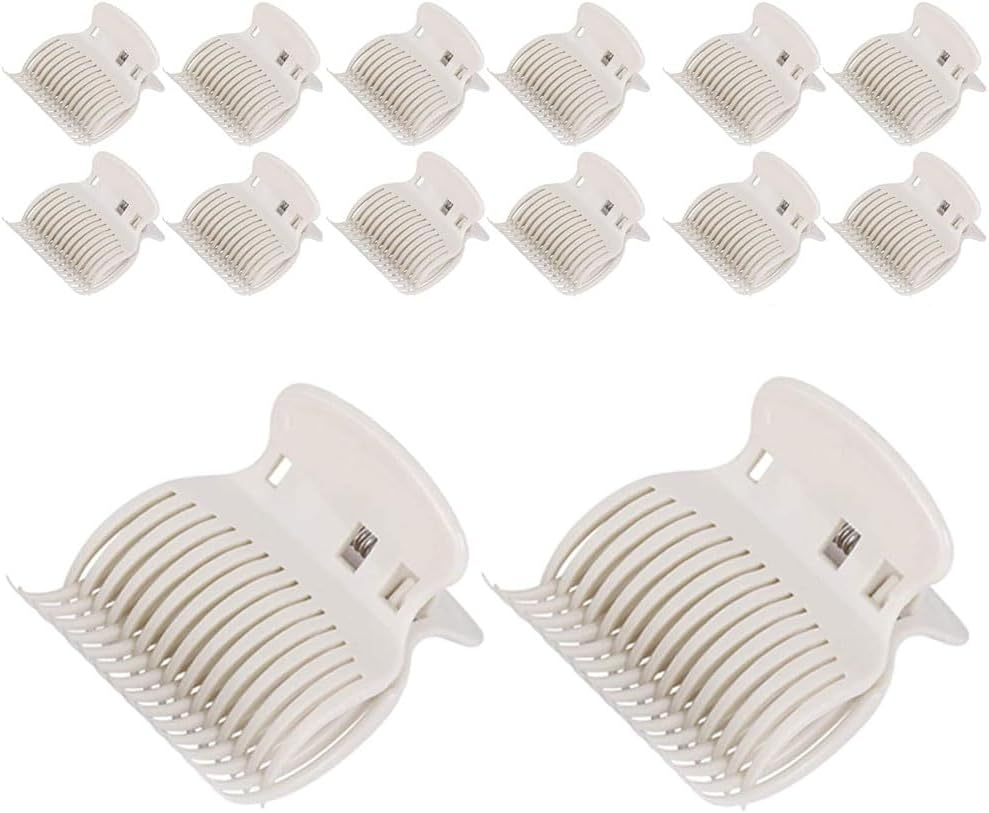 14 Pack Hot Roller Clips for Hair Curler Durable Claw Clip Replacement for Sectioning and Styling, Heat Resistant Hair Accessories for Women and Girls(Black, Universal Fit for Most Curlers)(White, Universal Fit for Most Curlers)
