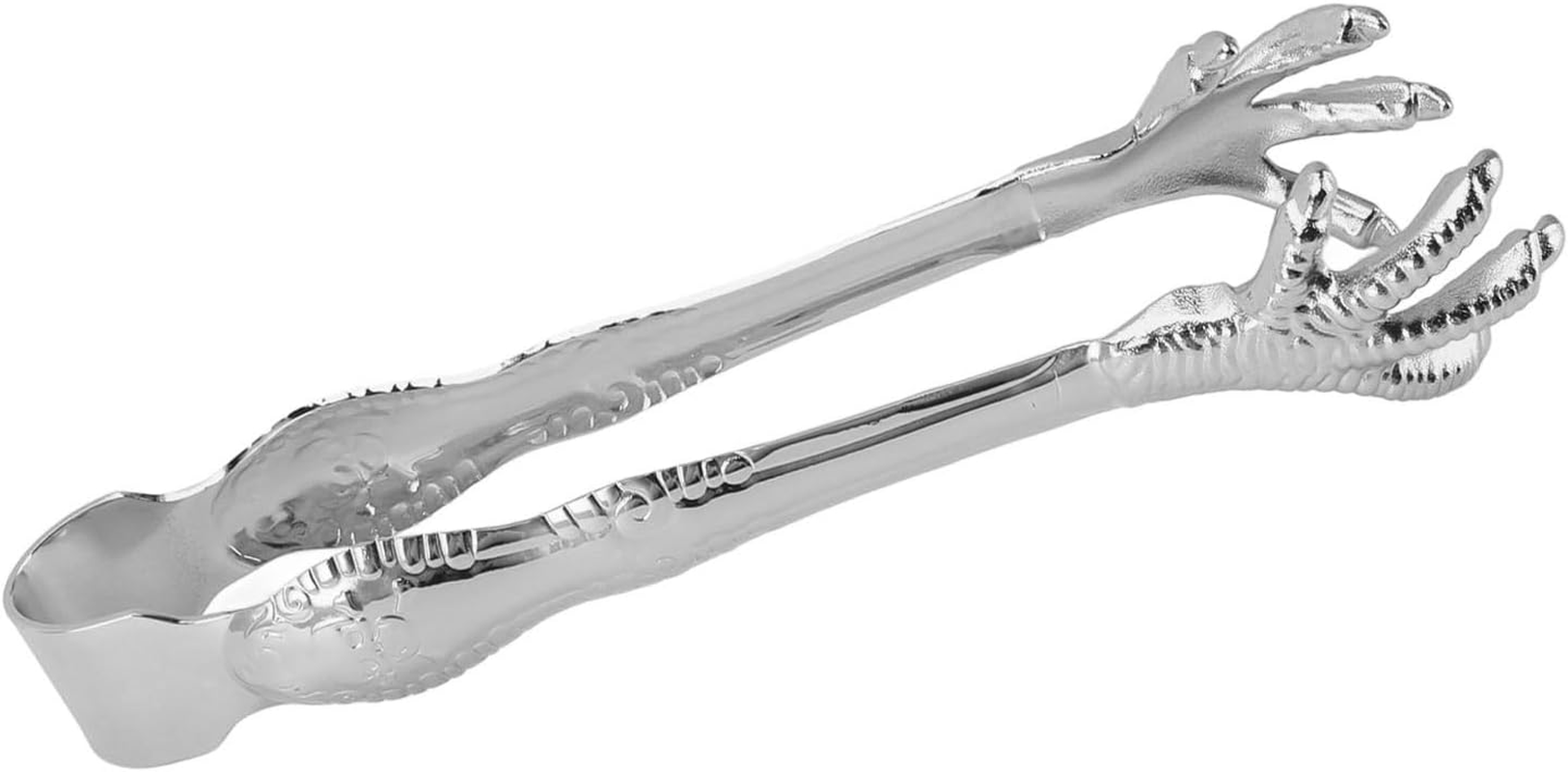 7.9 Inch Special Eagle Claw Shape Ice Tongs, Stainless Steel Chicken Feet Ice Tongs Kitchen Serving Tongs, Bar Hockey Tongs for Home Use Grill BBQ Salad (Silver) image number 1