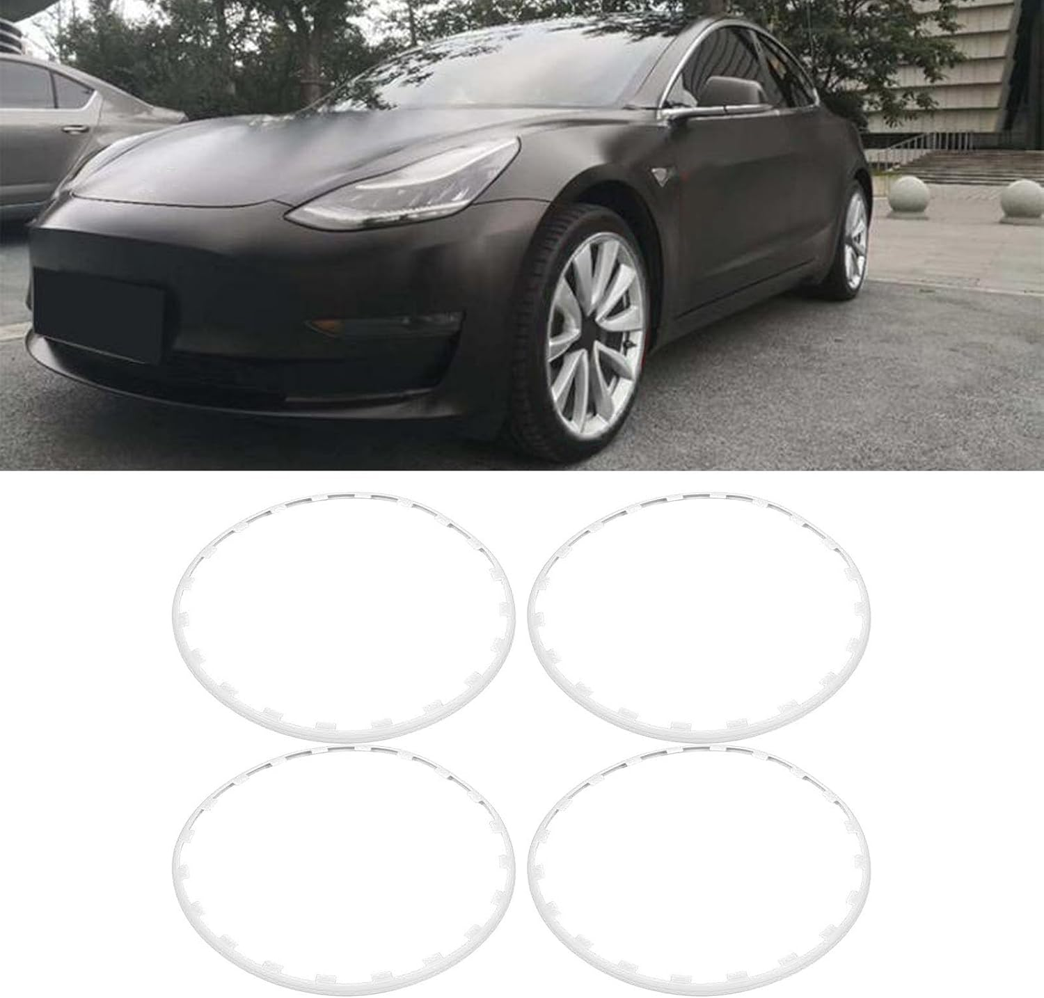 4PCS Car Wheel Rim Protector, 20 Inches Wheel Guard Rim Protecting Trim Ring from Curb Rash, Wheel Edges Trim Accessories, Replacement for Tesla Model Y 2021-2023 (White) image number 5