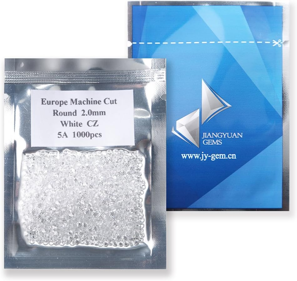 1000PCS 1.0~2.5Mm 5A round Machine Cut White Cubic Zirconia Stone Loose CZ Stones JIANGYUANGEMS image number 5