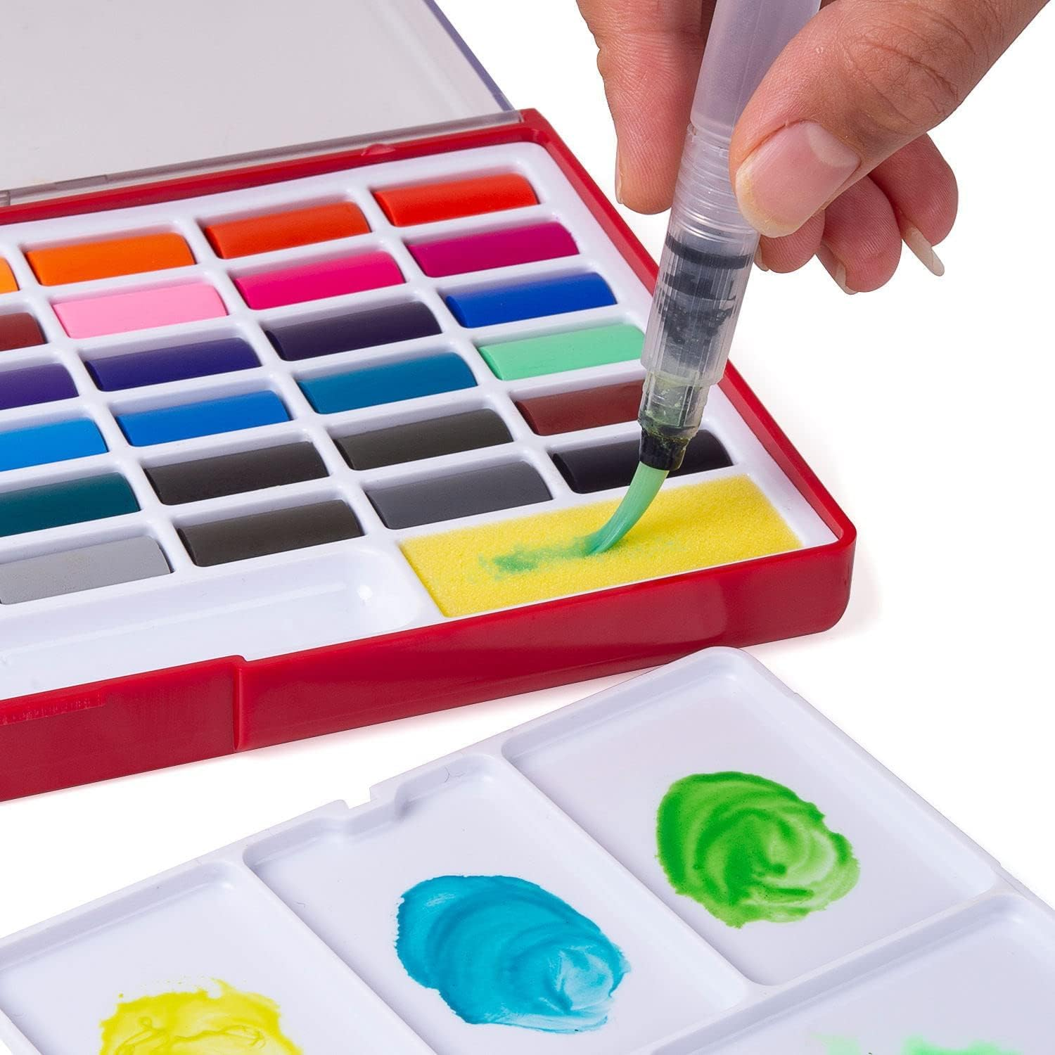 Watercolor Paint Set, 48 Assorted Premium Colors in Box with Water Brush and Sponge, Perfect for Artist Kids Beginners, Artists, Painting, Sketching, and Illustrating image number 4