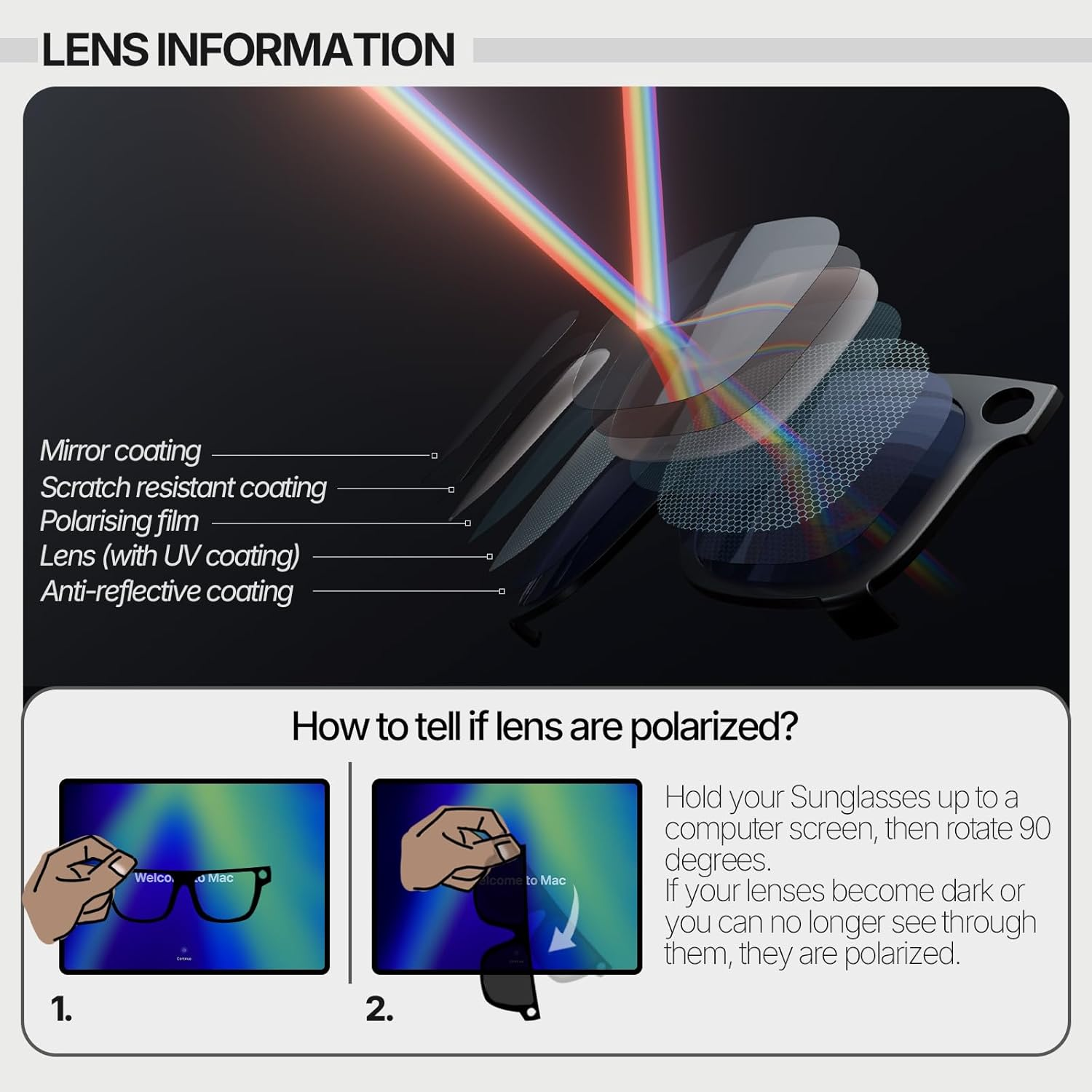 Compatible with Ray Ban Meta Wayfarer Rw4008,Polarized Color Changing Clip Quick Install anti Glare Lens Attachment image number 1